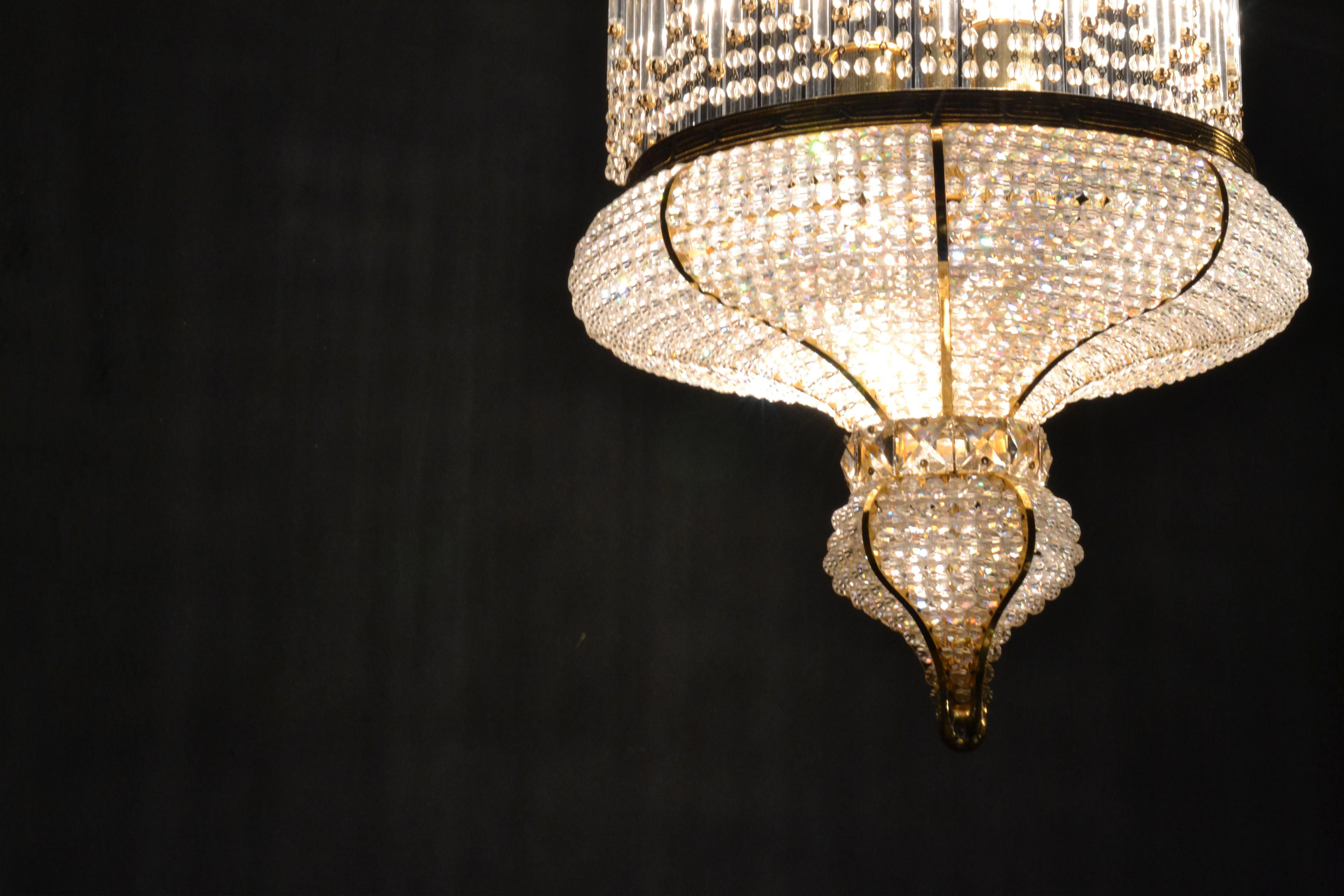 1970s Spanish Designed Swarovski Crystal Lantern / Chandelier In Good Condition In Madrid, ES