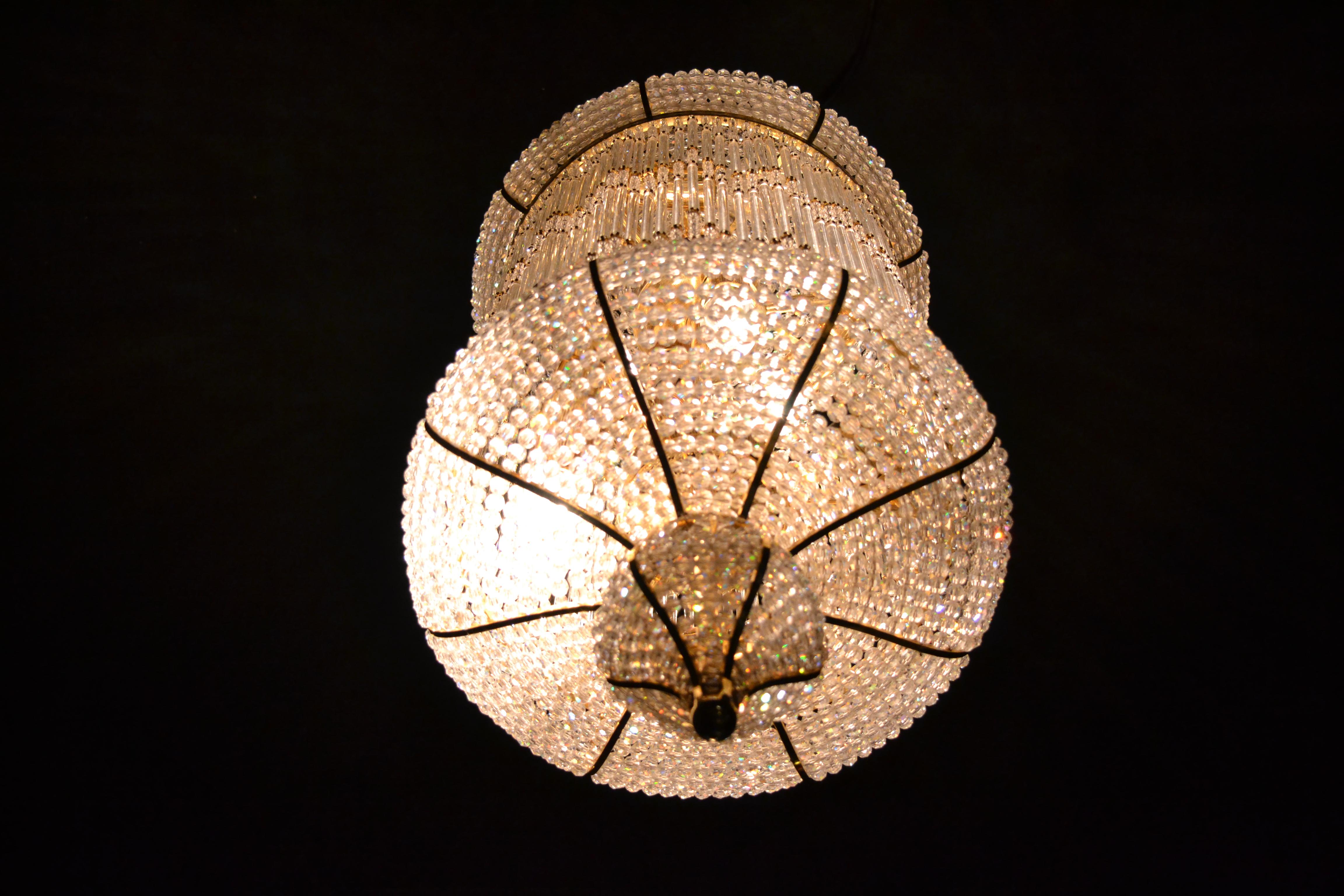 Late 20th Century 1970s Spanish Designed Swarovski Crystal Lantern / Chandelier