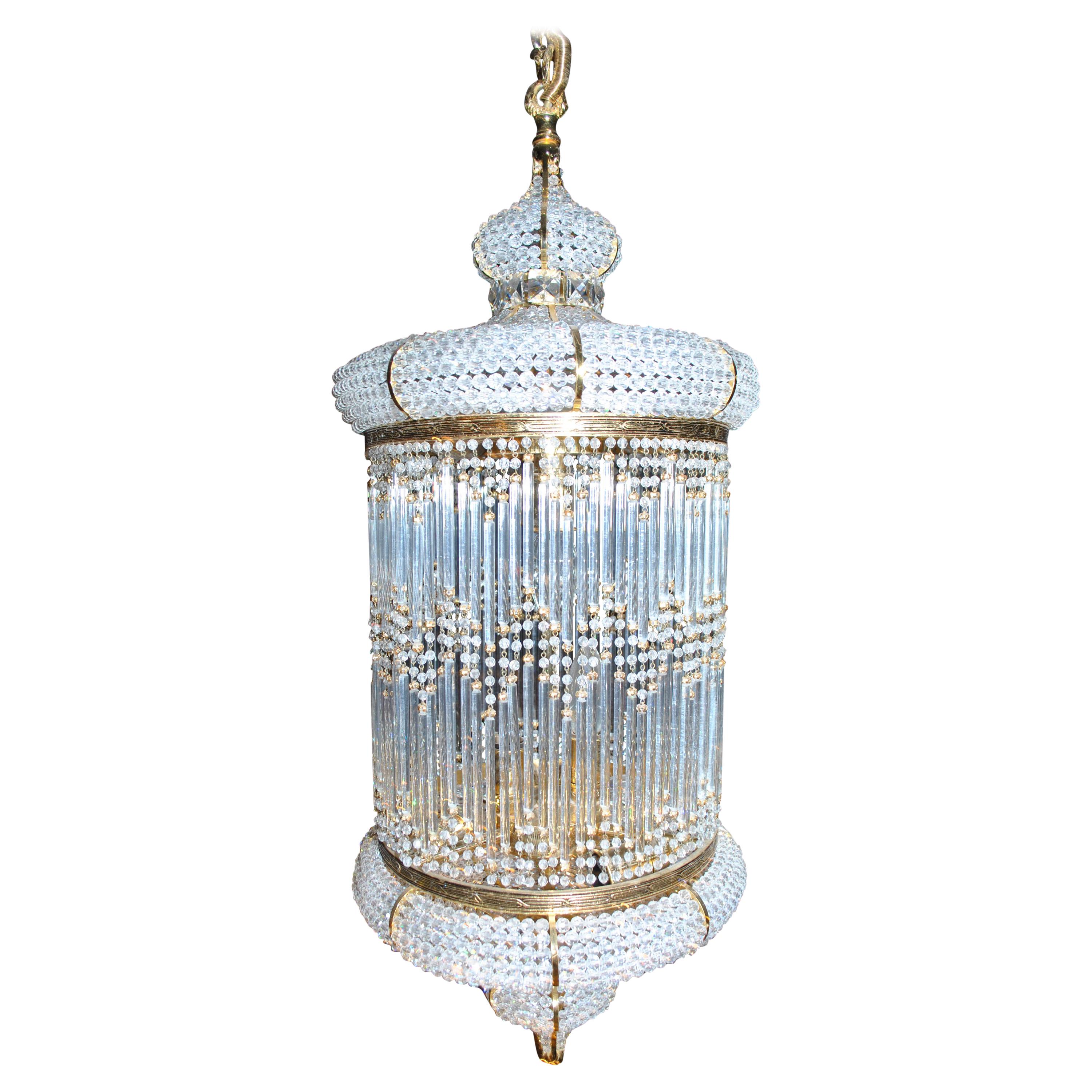 1970s Spanish Designed Swarovski Crystal Lantern / Chandelier