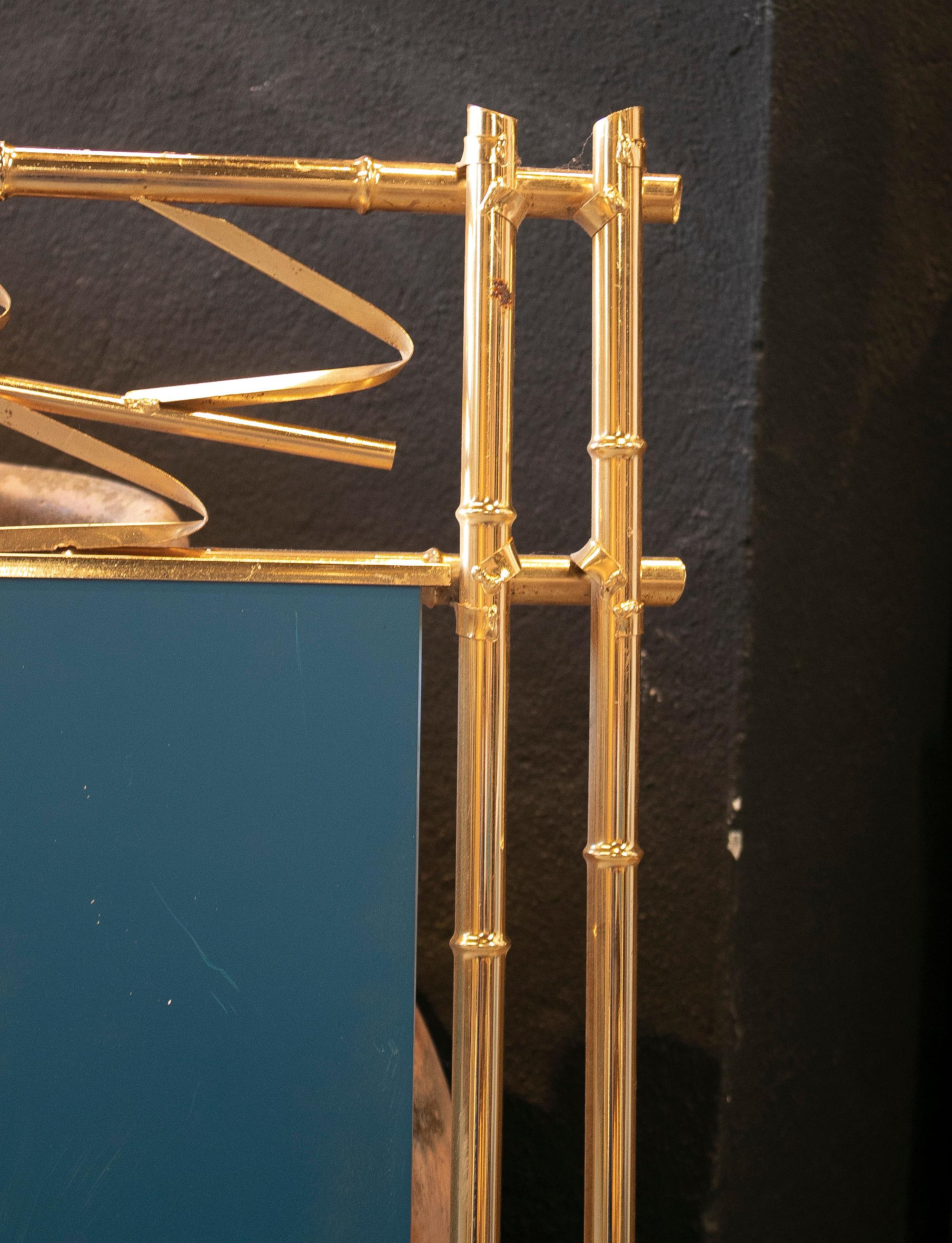 1970s Spanish Faux Bamboo Gilt Metal Wall Mirror For Sale 8