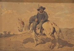 Spanisches gerahmtes Aquarell von Sancho Panza, Squire to Don Quixote, 1970er Jahre