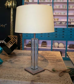 1970s Spanish Glass & Metal Table Lamp