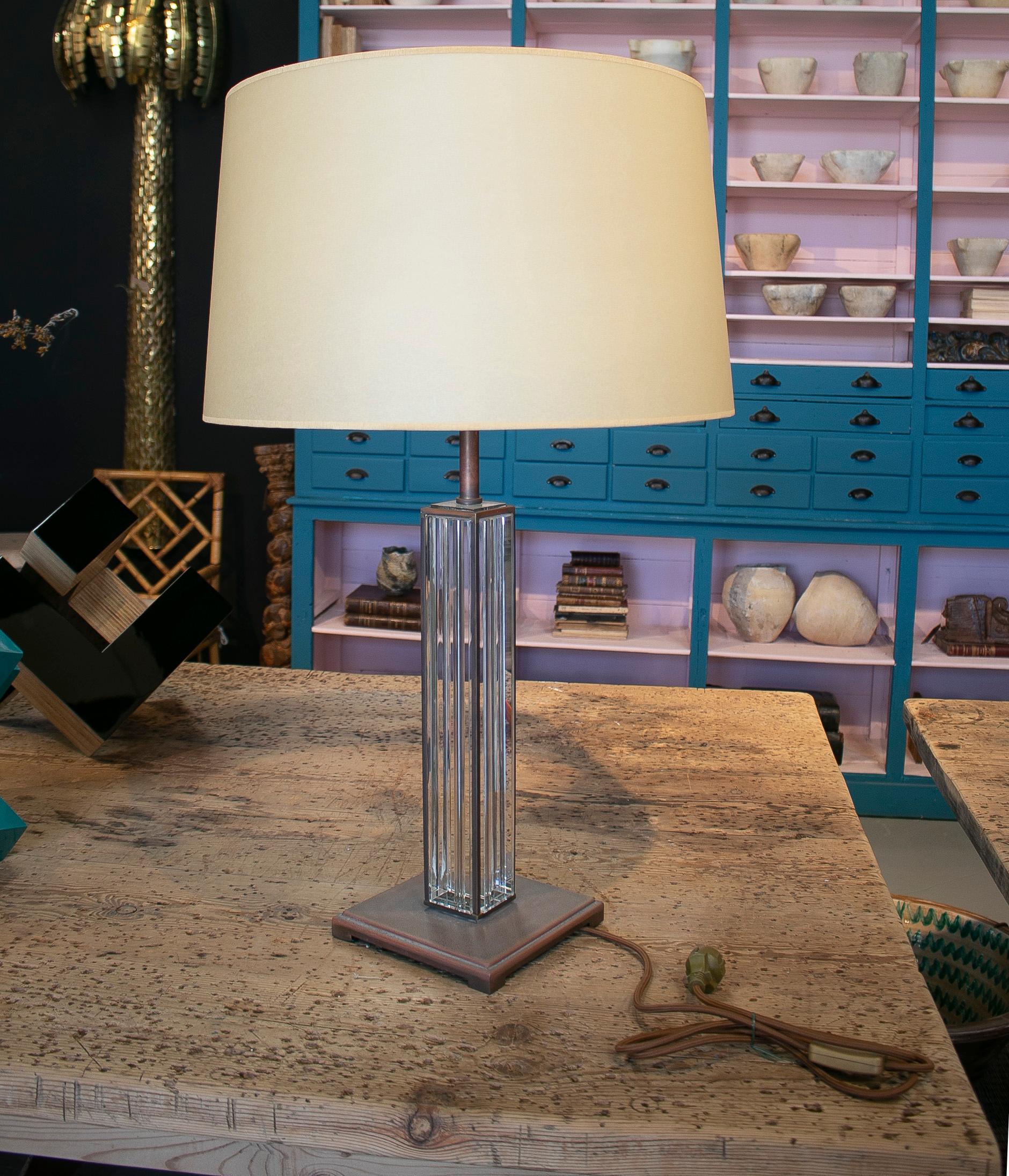 1970s Spanish Glass & Metal Table Lamp In Good Condition For Sale In Marbella, ES