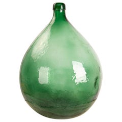 1970s Spanish Green Glass "Damajuana"