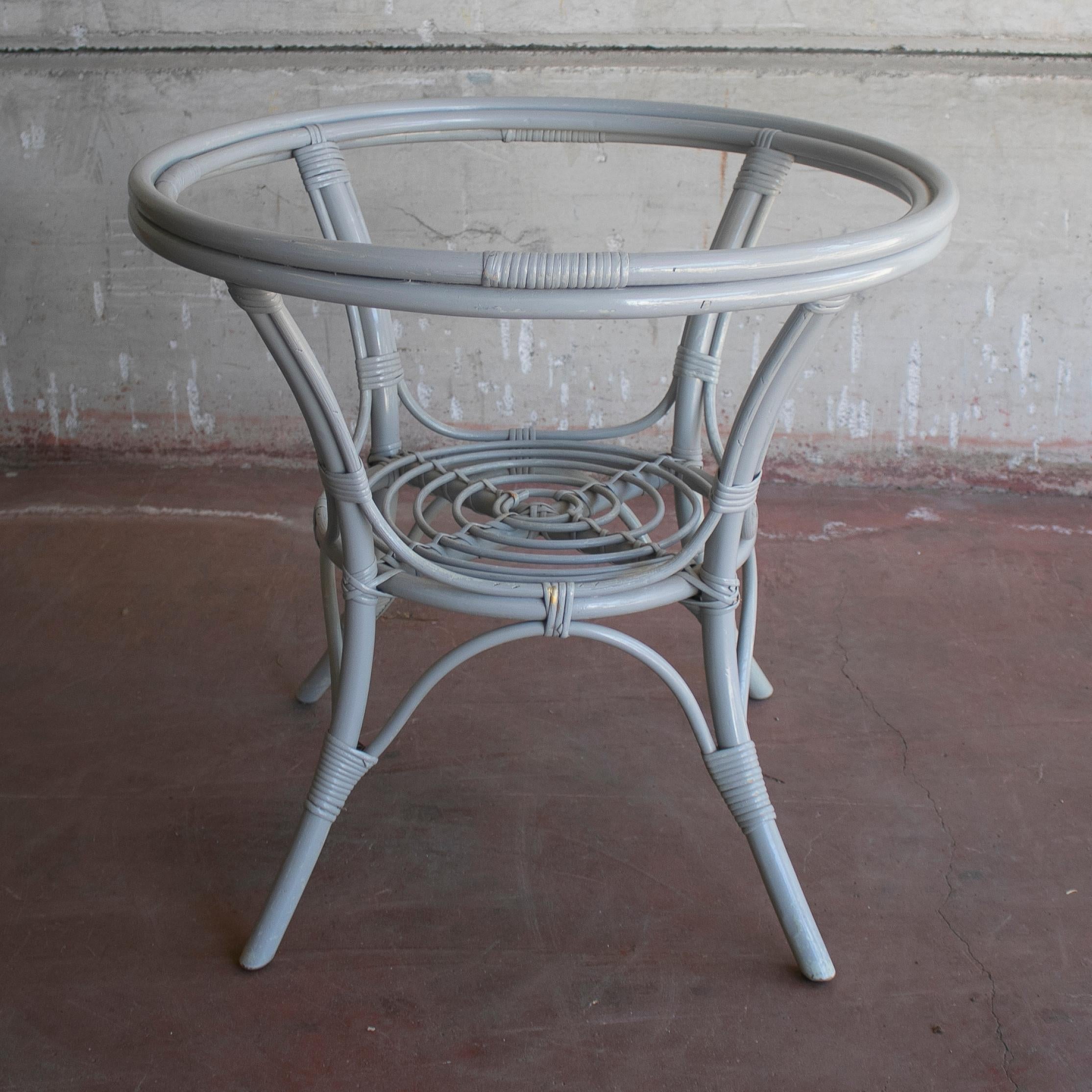 1970s Spanish grey lacquered bamboo table stand.