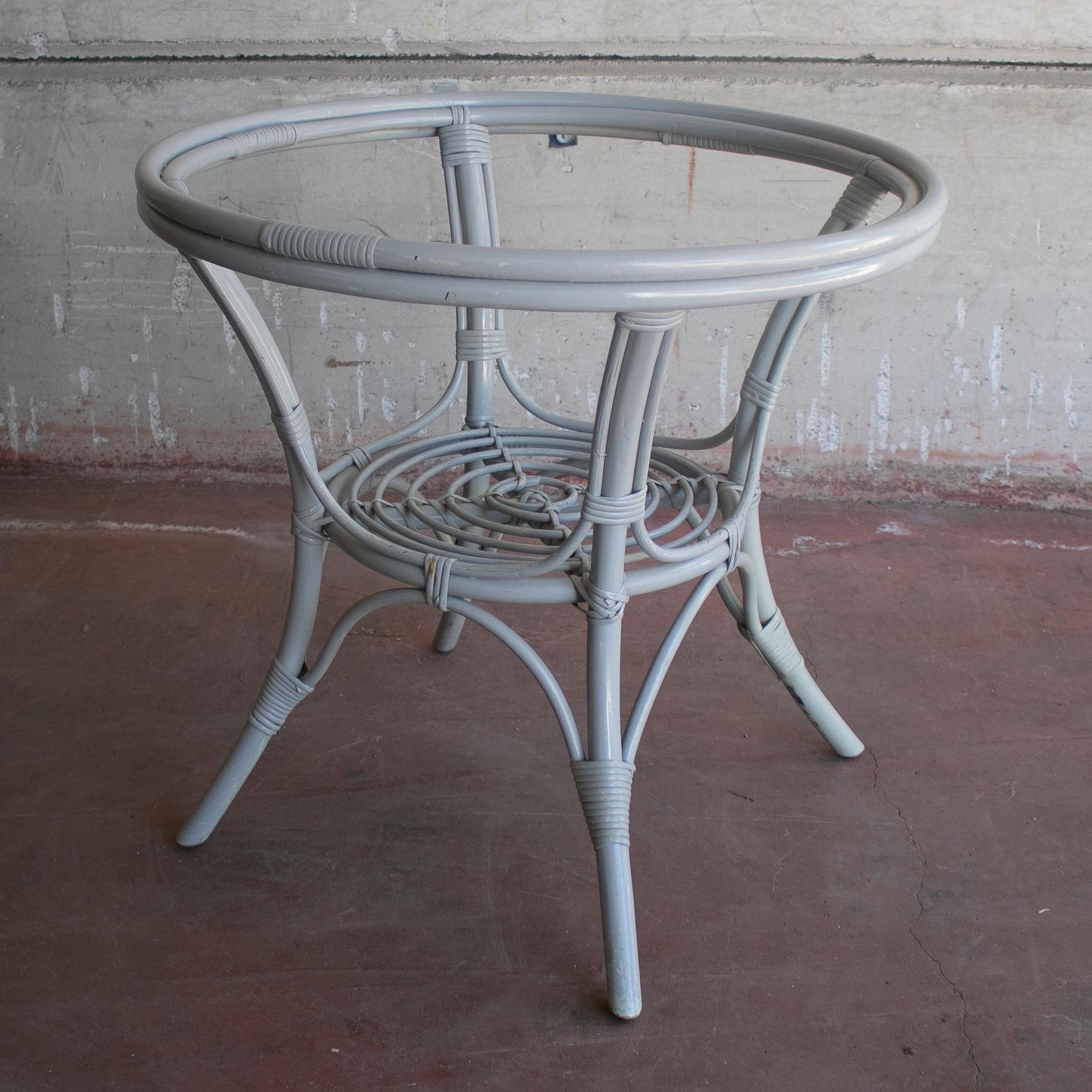 1970s Spanish Grey Lacquered Bamboo Table Stand In Good Condition For Sale In Marbella, ES