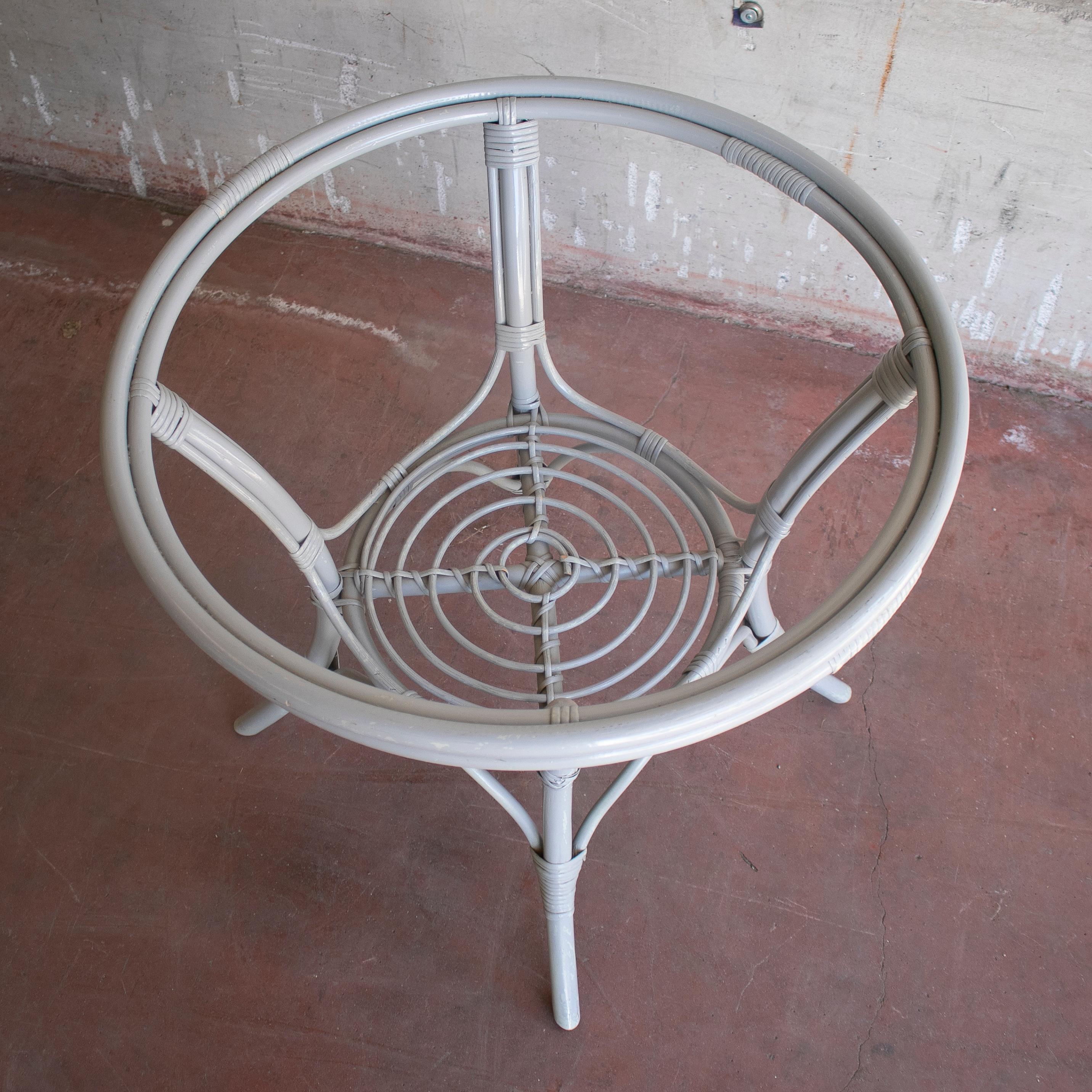 1970s Spanish Grey Lacquered Bamboo Table Stand For Sale 3