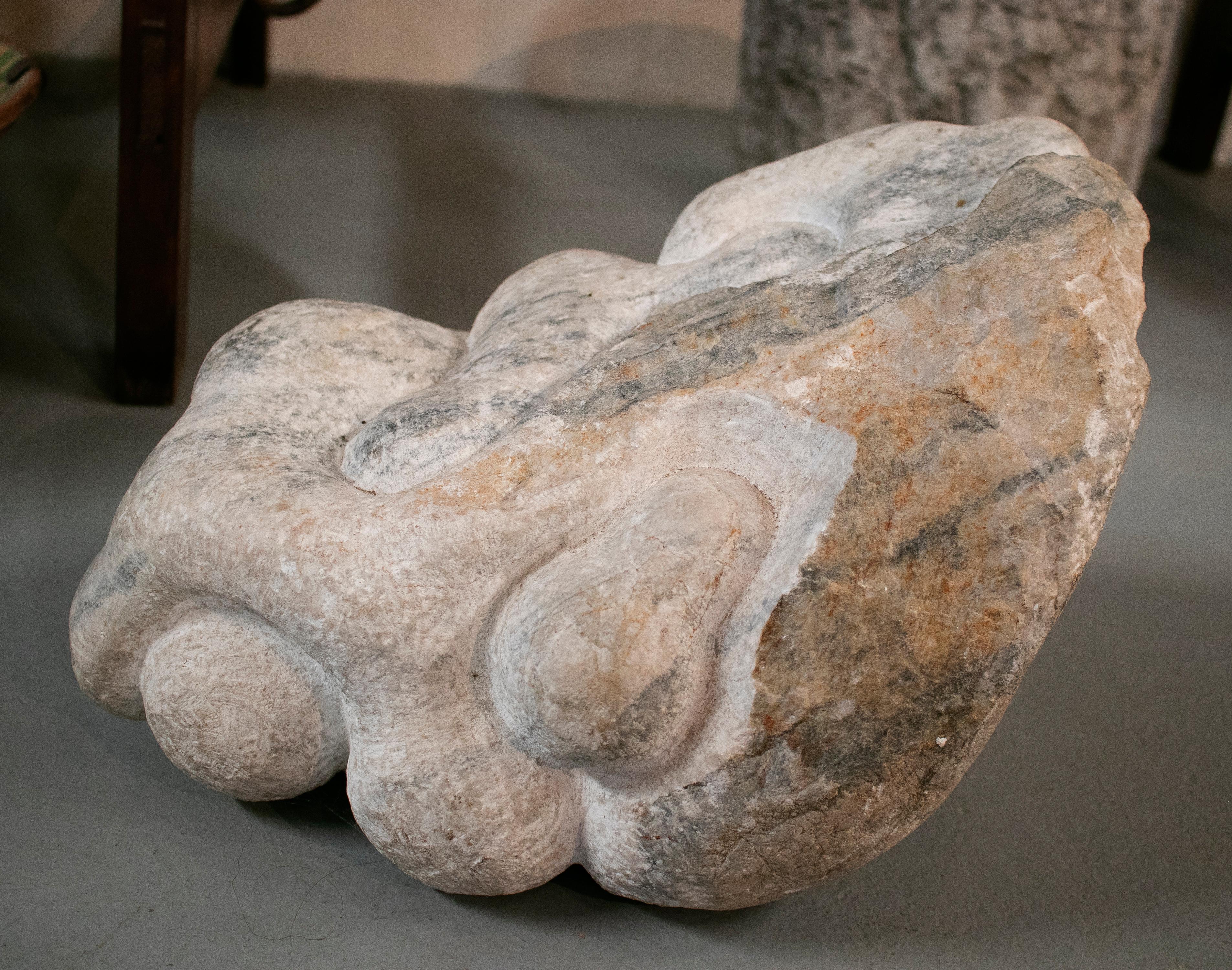 sculpture abstraite en marbre blanc de Macael sculptée à la main en Espagne dans les années 1970 en vente 1