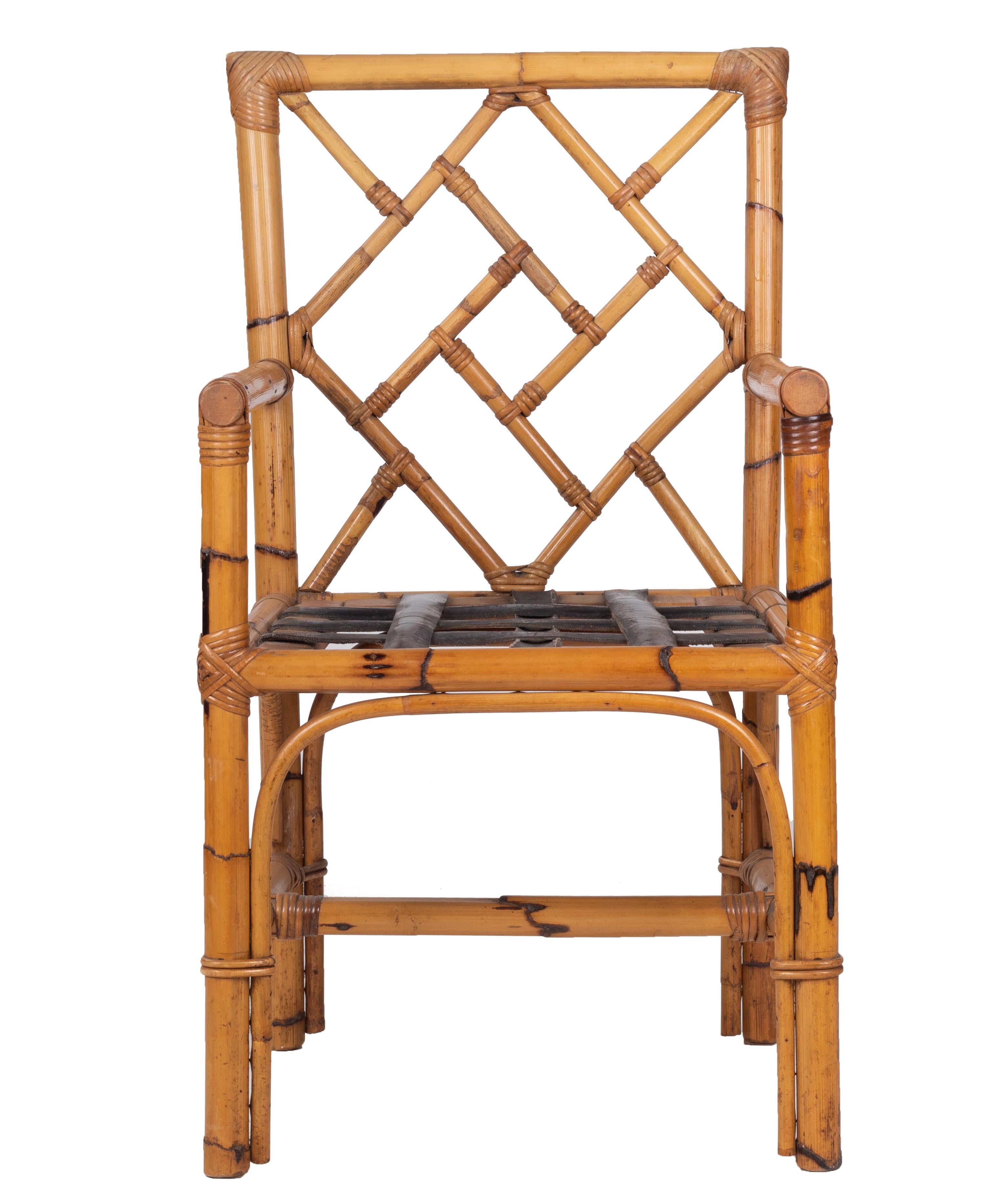 1970s Spanish handmade bamboo armchair.