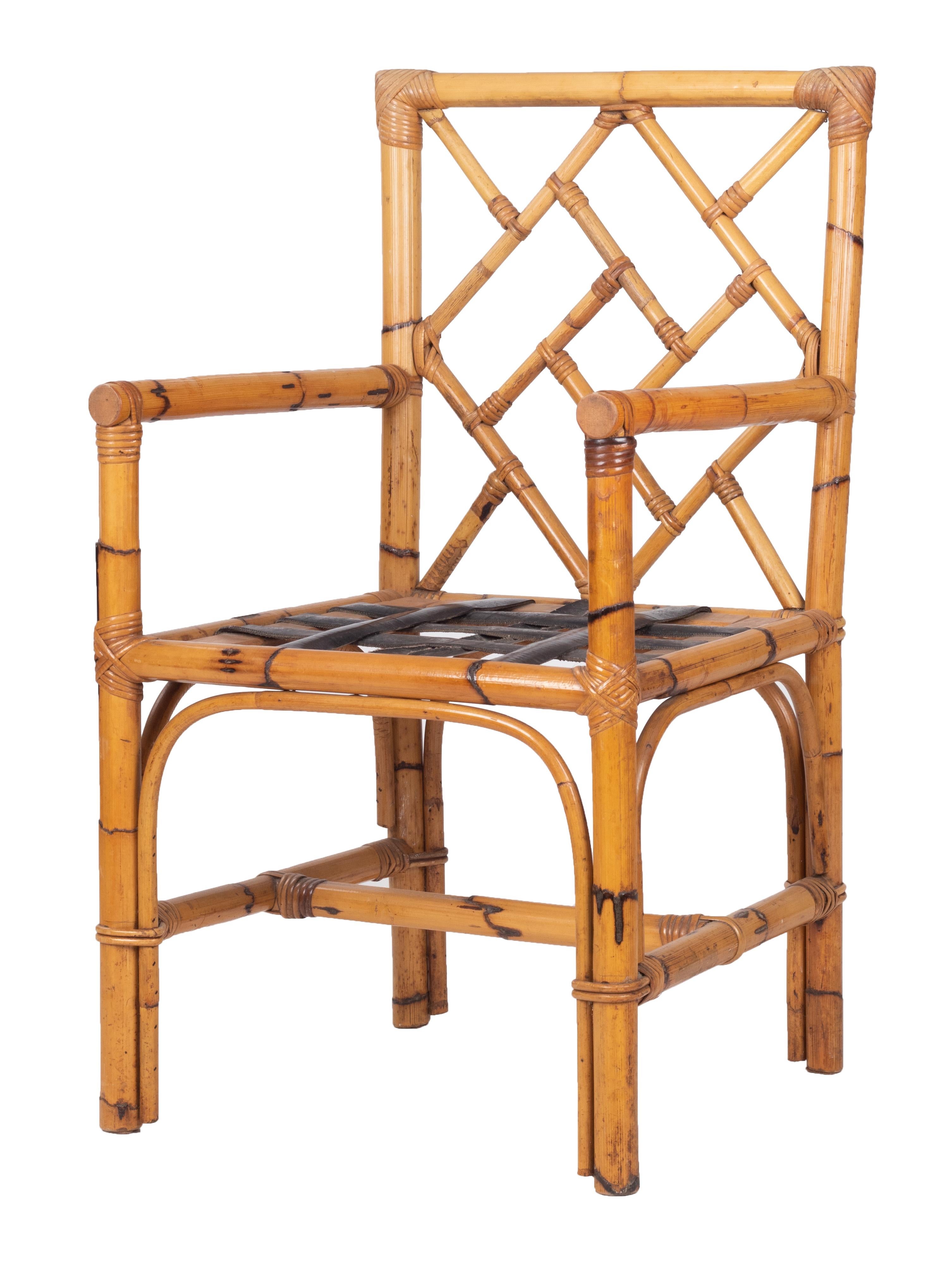 1970s Spanish Handmade Bamboo Armchair In Good Condition In Marbella, ES