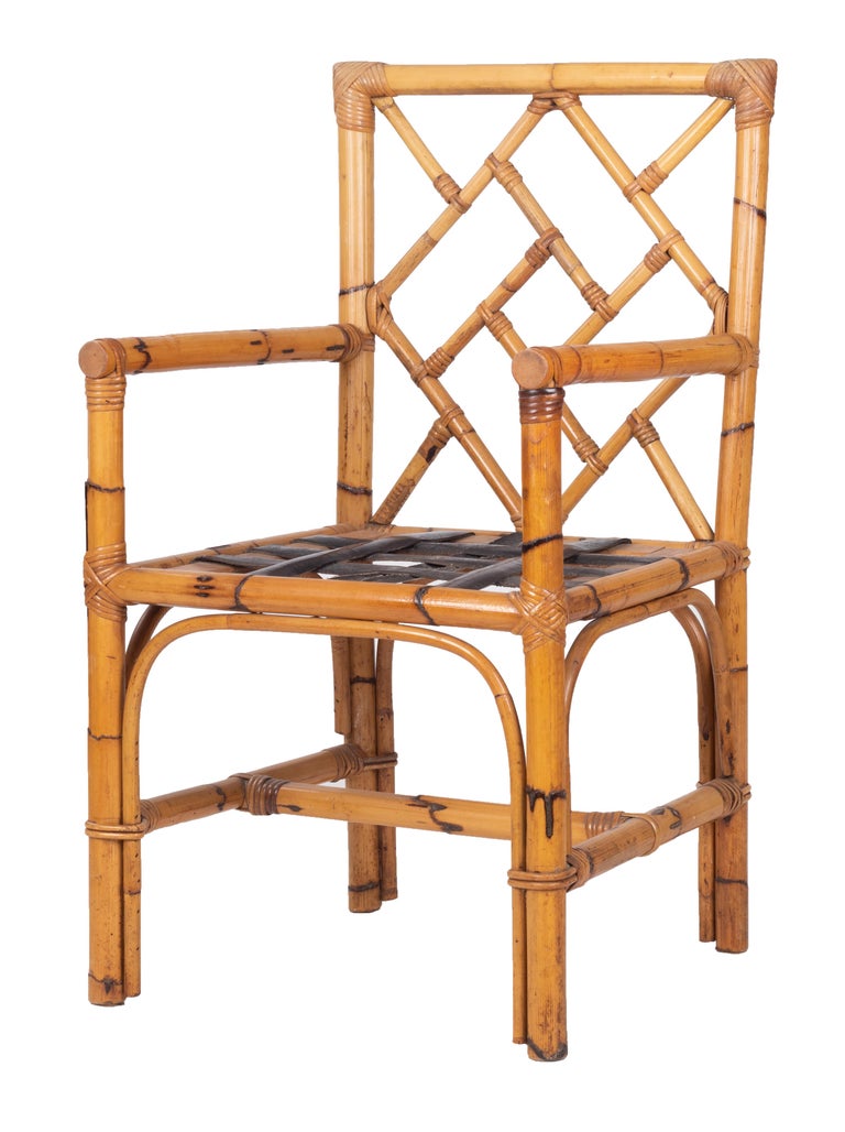 1970s Spanish Handmade Bamboo Armchair For Sale at 1stDibs