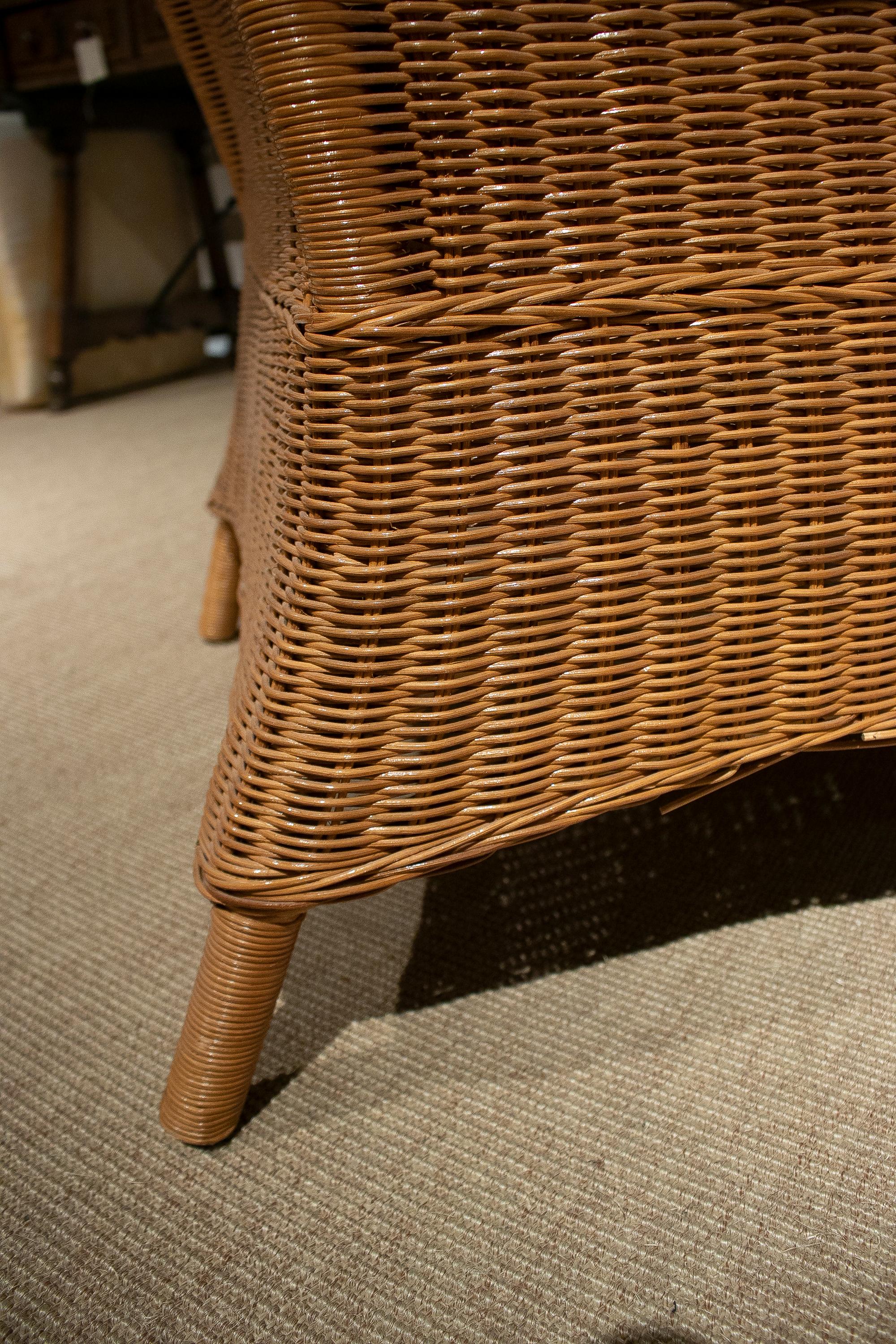 1970s Spanish Hand Woven Wicker Wing Chair 9
