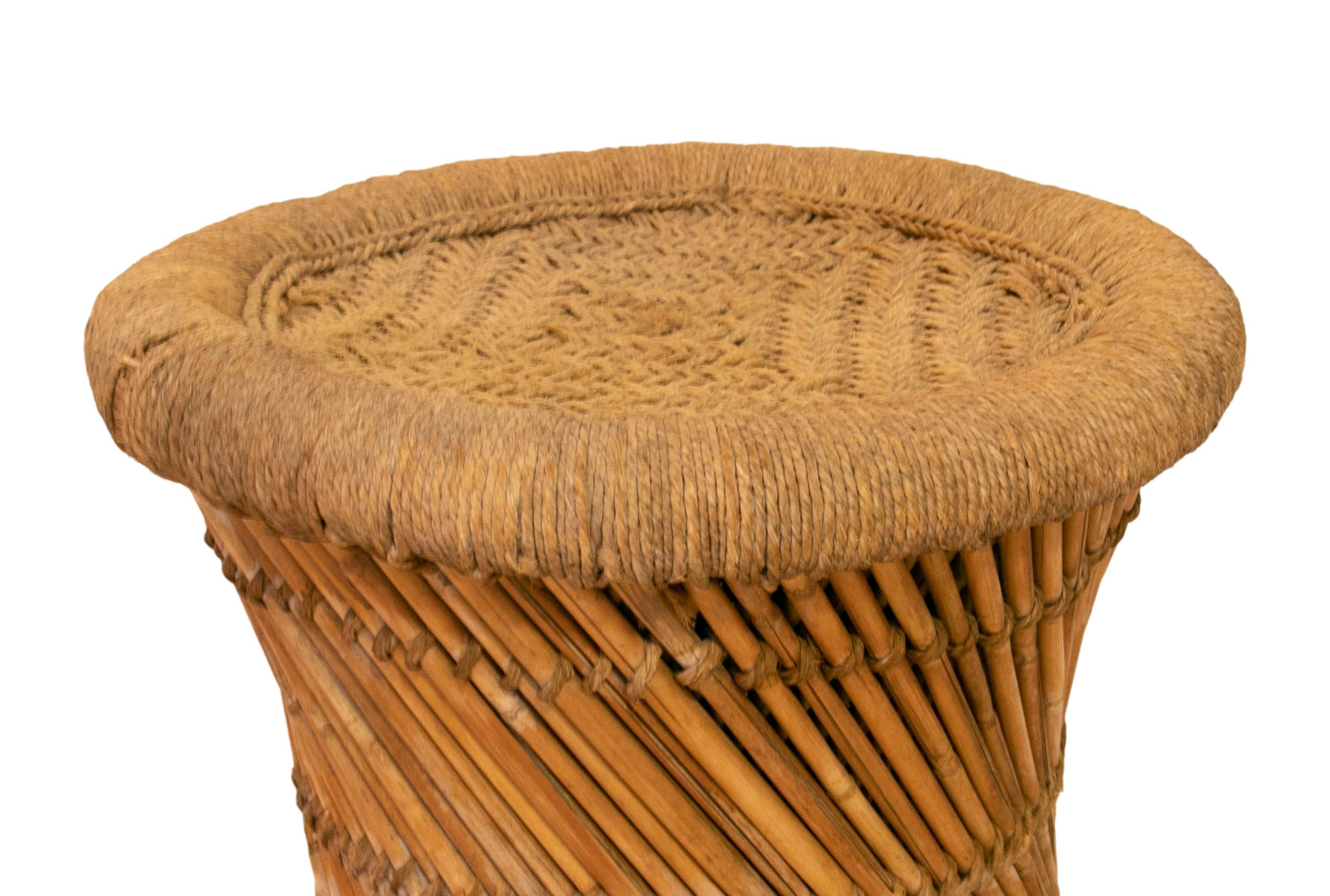 1970s Spanish Handmade Bamboo and Rope Stool  For Sale 7