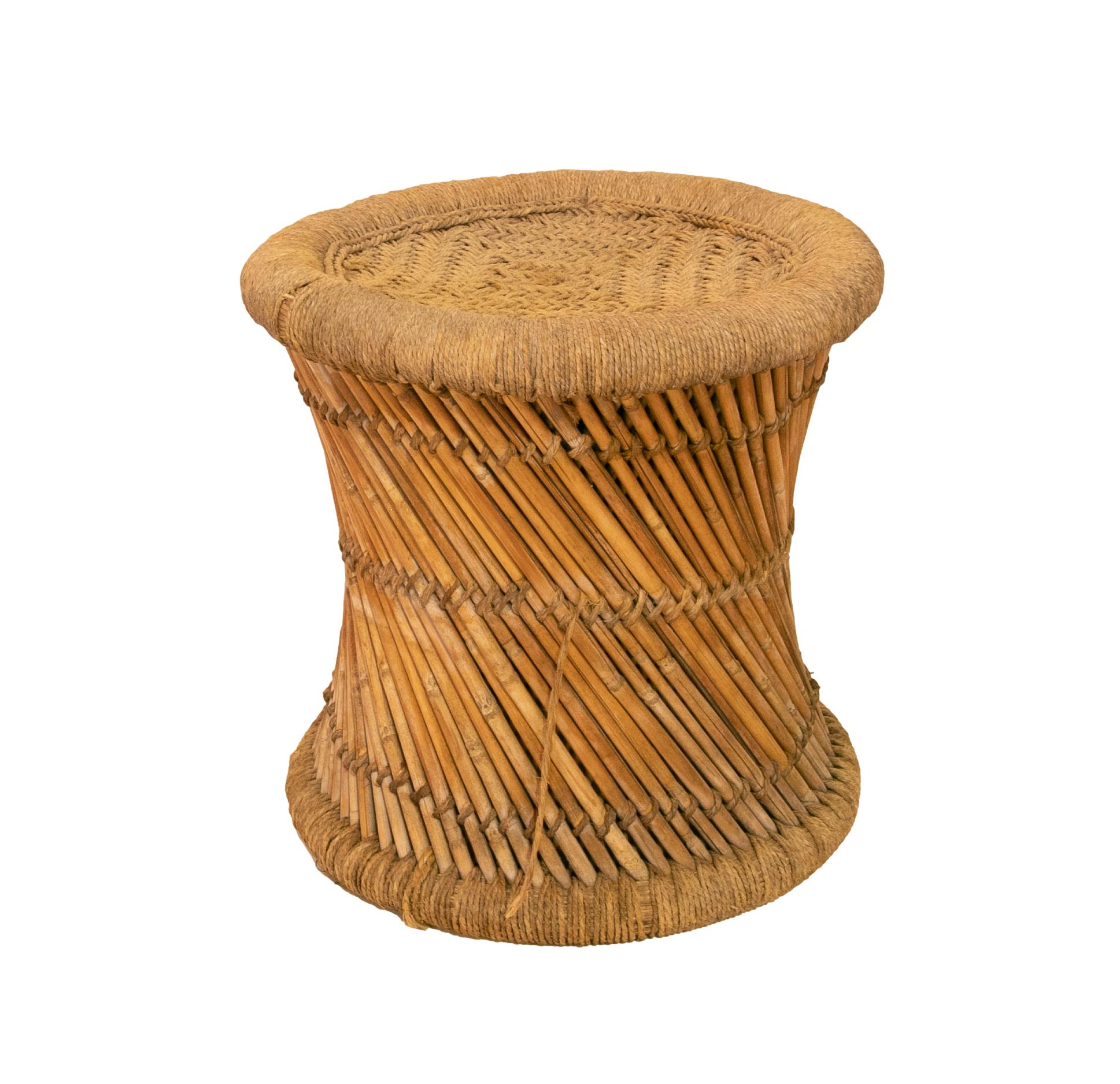 1970s Spanish Handmade Bamboo and Rope Stool  For Sale 2