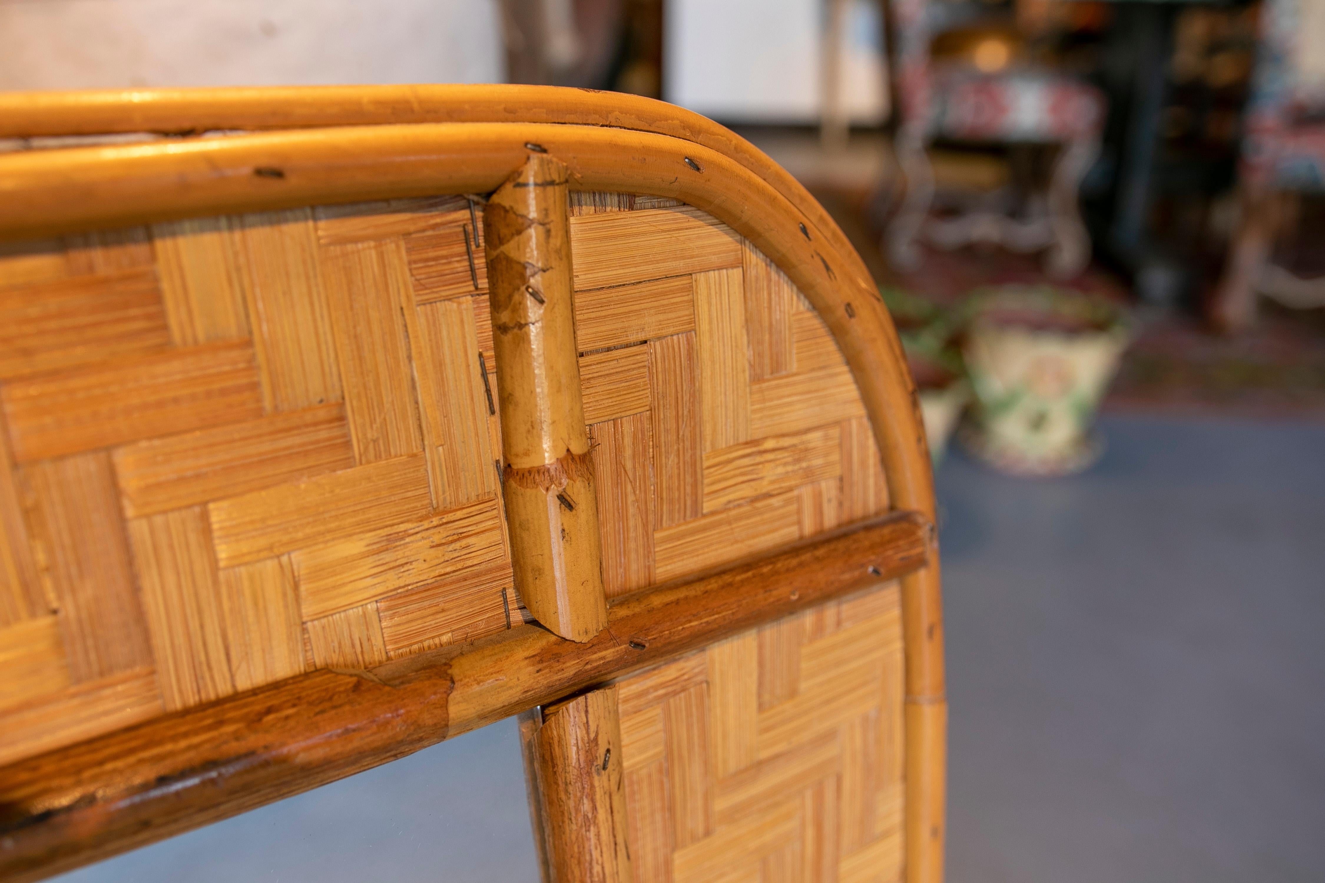 1970s Spanish Handmade Bamboo and Wicker Mirror 6