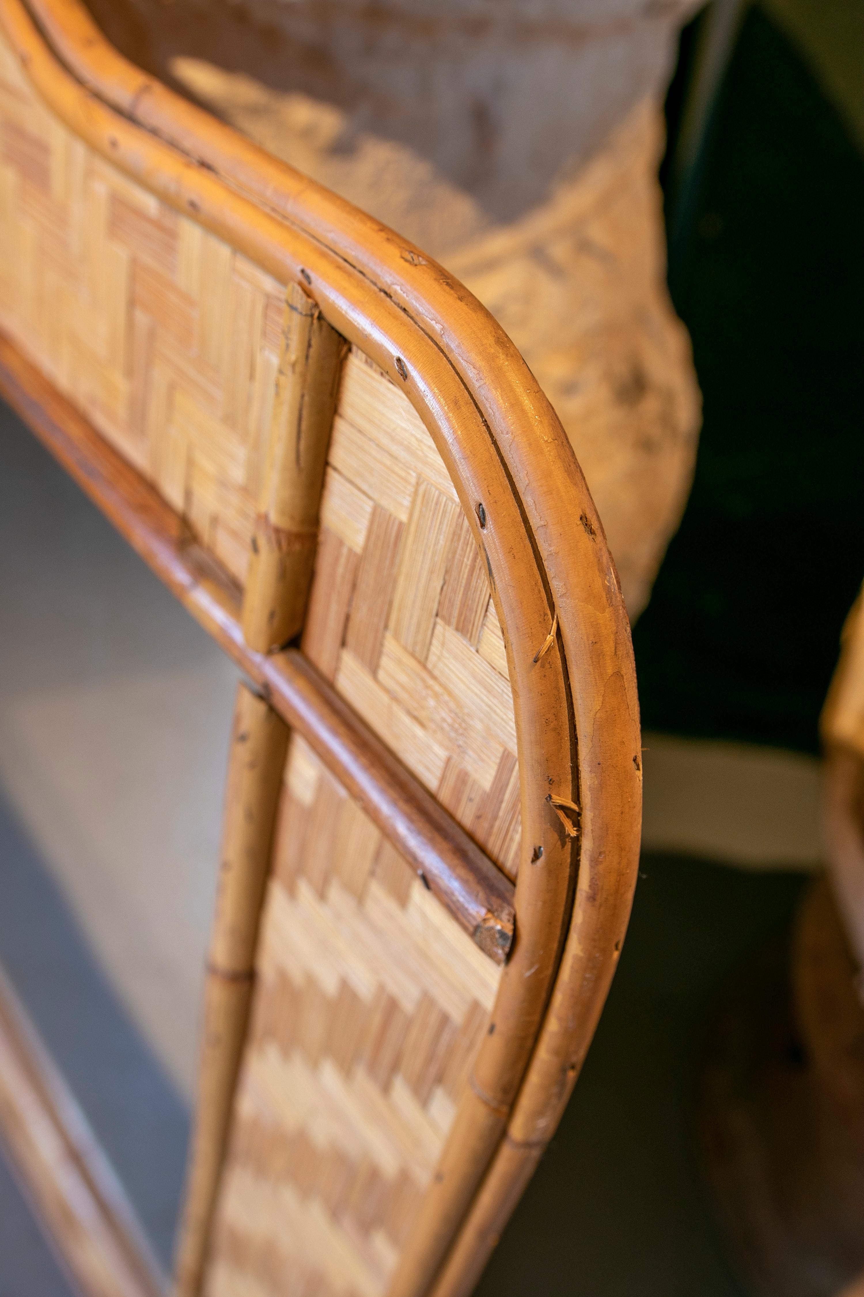 1970s Spanish Handmade Bamboo and Wicker Mirror 3