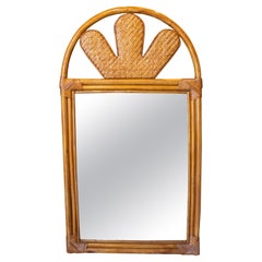 1970s, Spanish Handmade Bamboo and Wicker Mirror