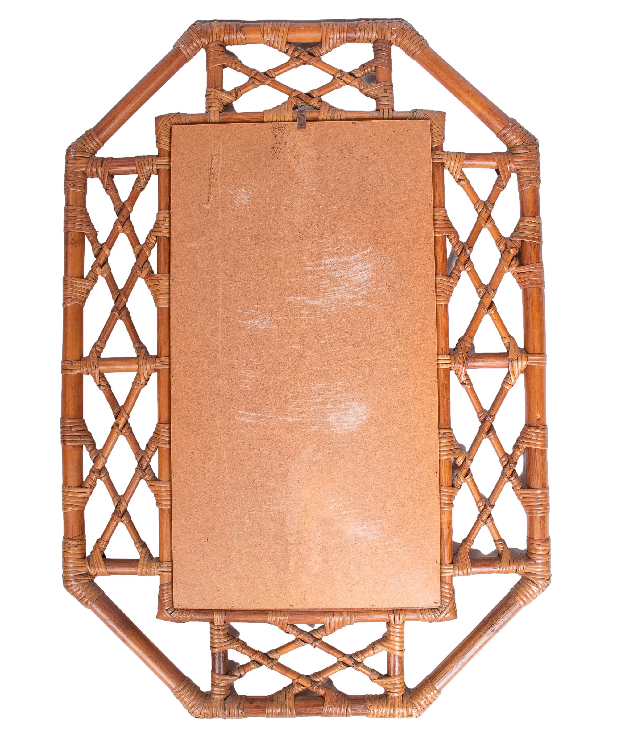 1970s Spanish Handmade Bamboo Mirror For Sale 6
