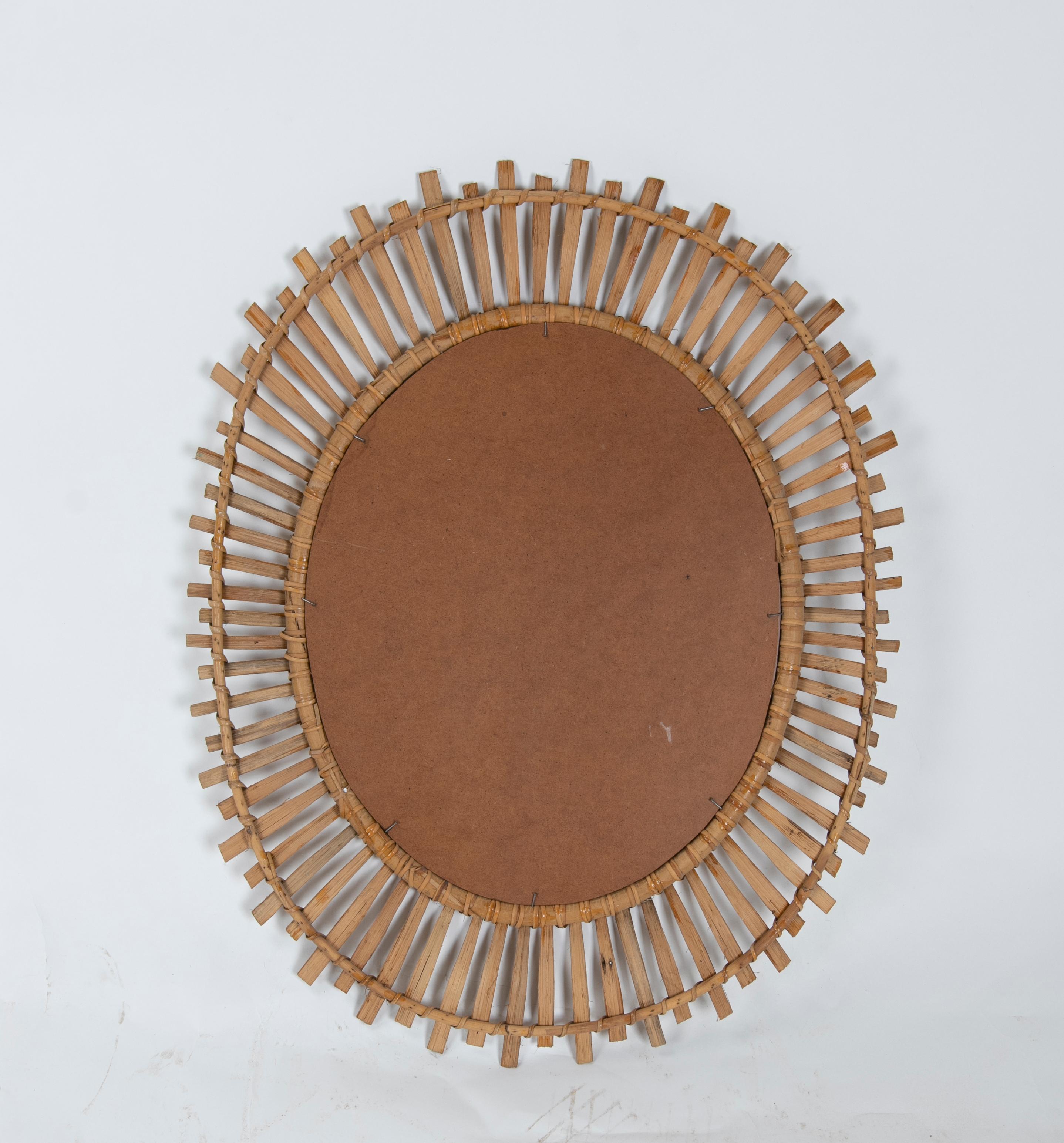 20th Century 1970s Spanish Handmade Bambu Mirror 