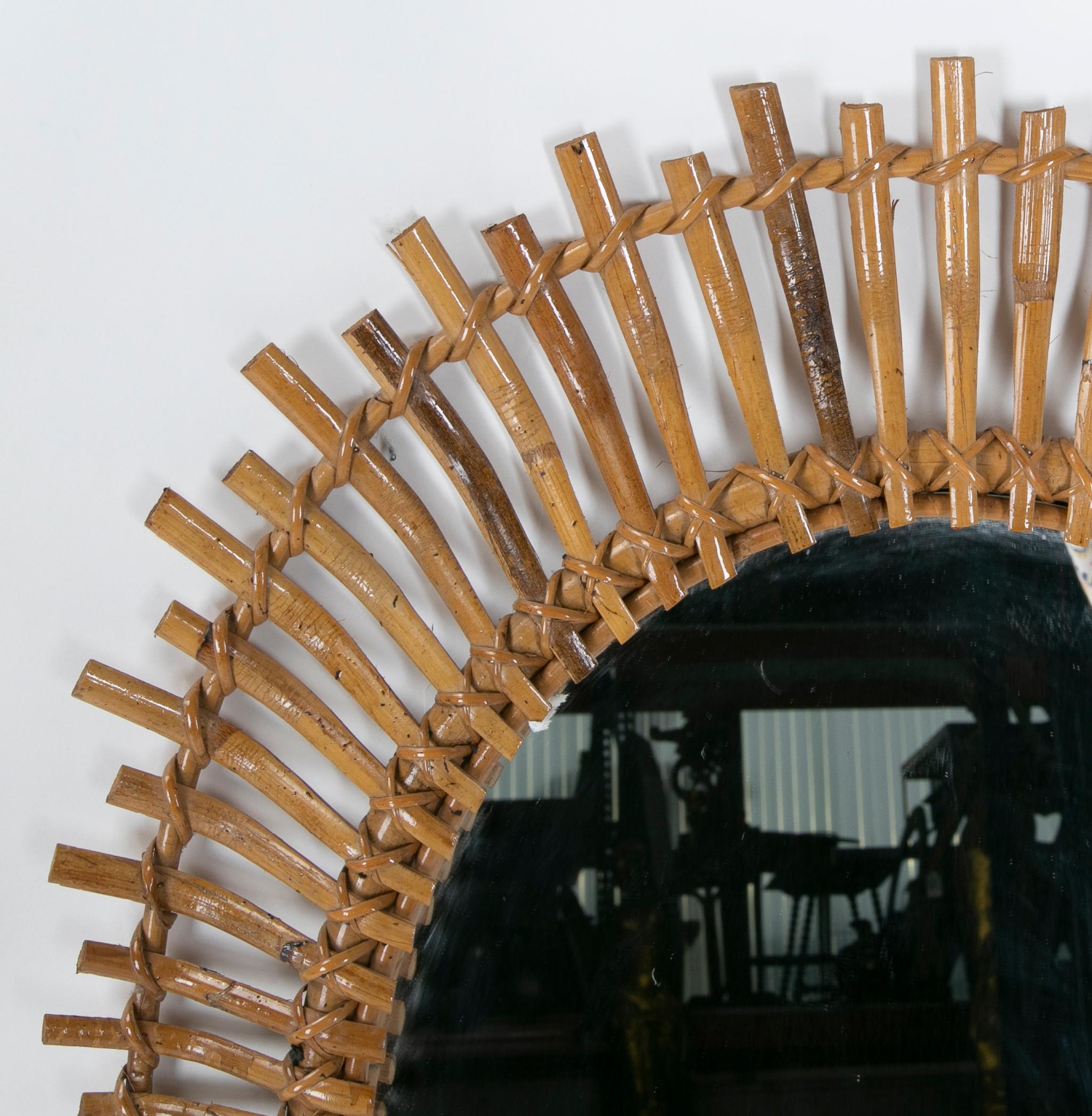 1970s Spanish Handmade Bambu Mirror  1