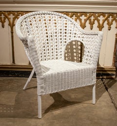 1970s, Spanish Handmade Pair of Wicker Armchairs