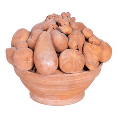 1970s Spanish Handmade Terracotta Fruit Basket Statue