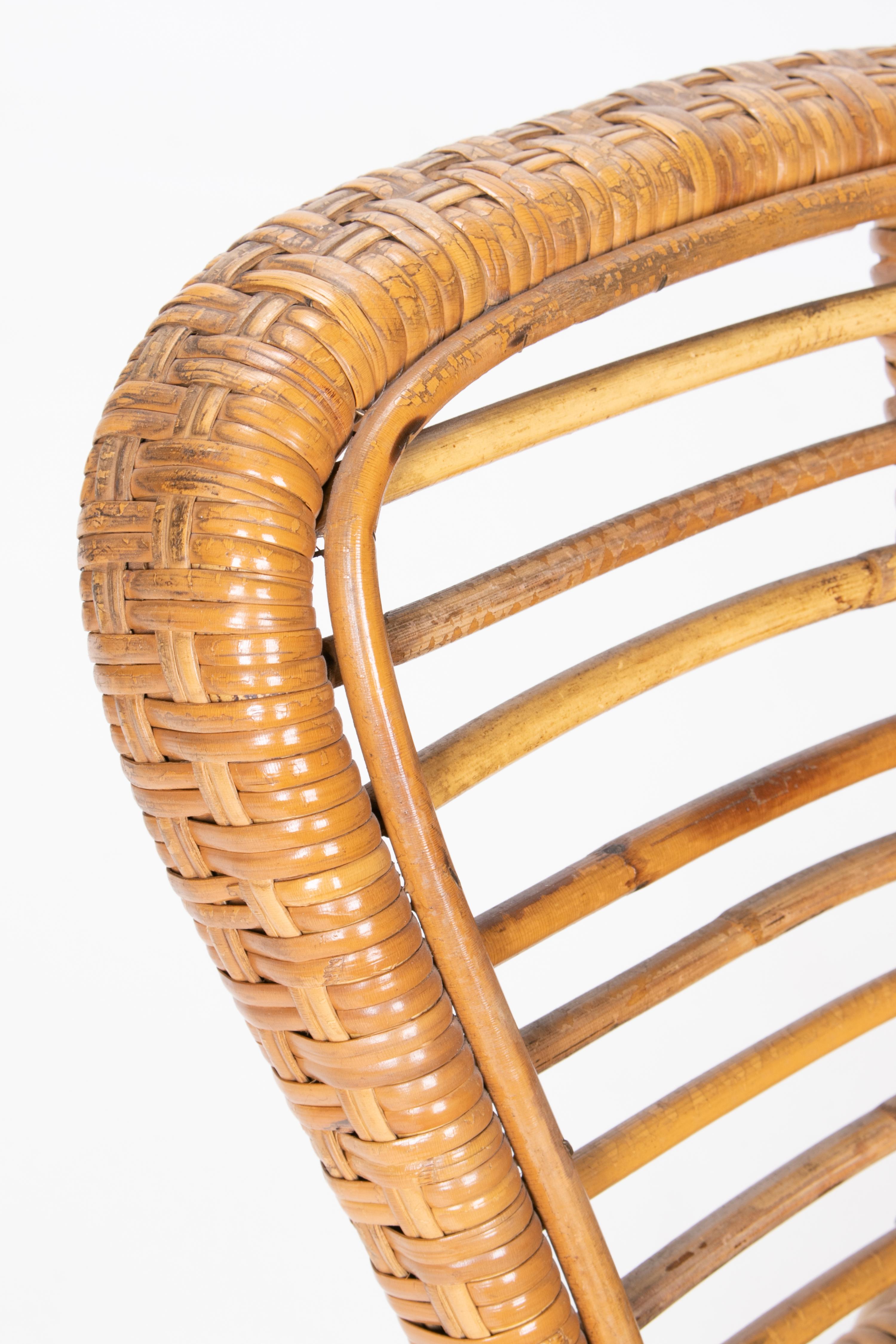 Spanischer handgefertigter Sessel aus Korbweide und Bambus aus den 1970er Jahren im Angebot 8