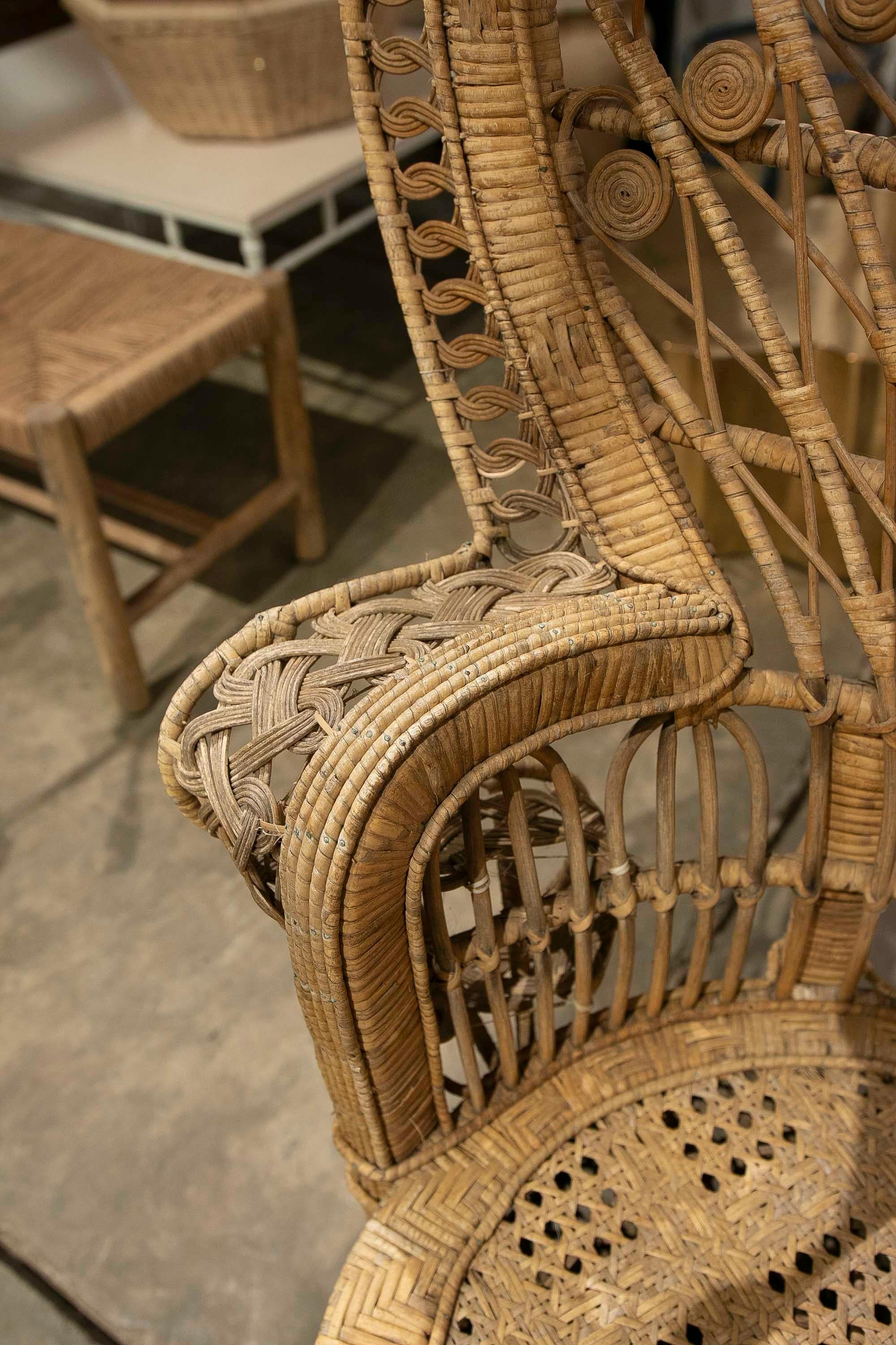 1970s Spanish Handmade wicker Emmanuel Armchair  For Sale 9