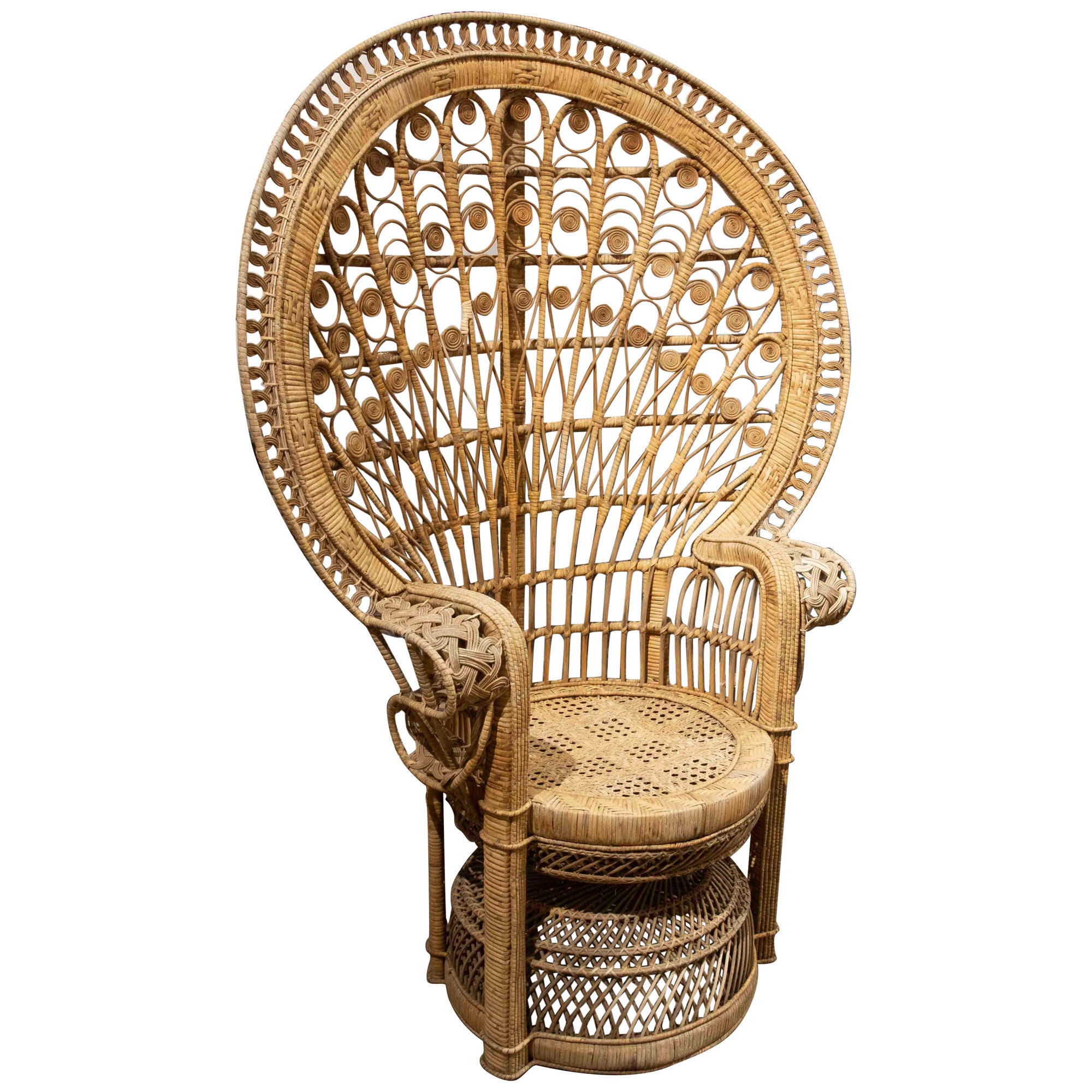 1970 Fauteuil Emmanuel en osier fait à la main par l'Espagne