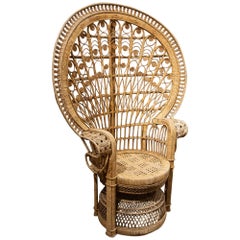 1970 Fauteuil Emmanuel en osier fait à la main par l'Espagne