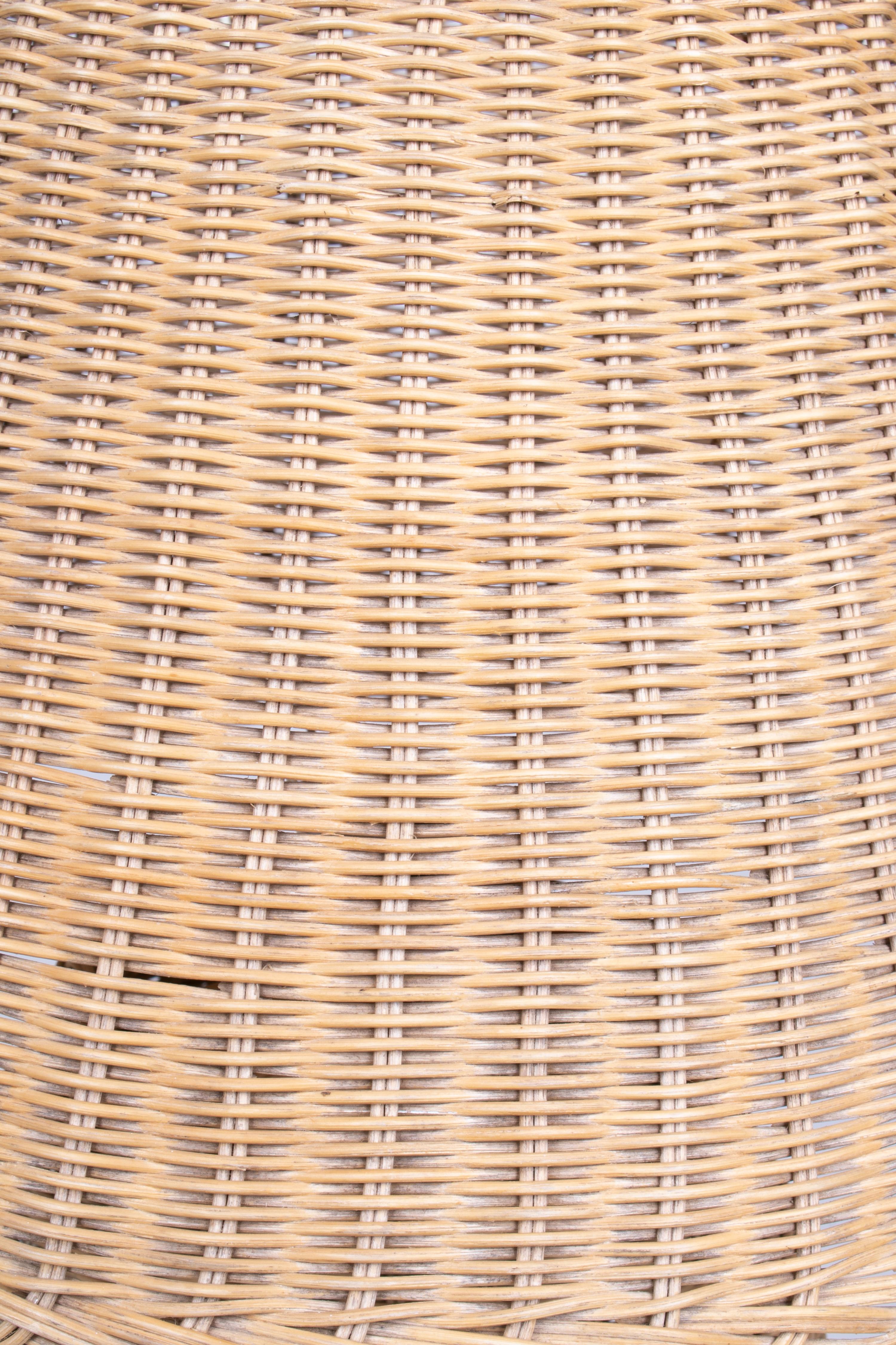 1970s Spanish Handmade Woven Wicker Lamp with Shade 1
