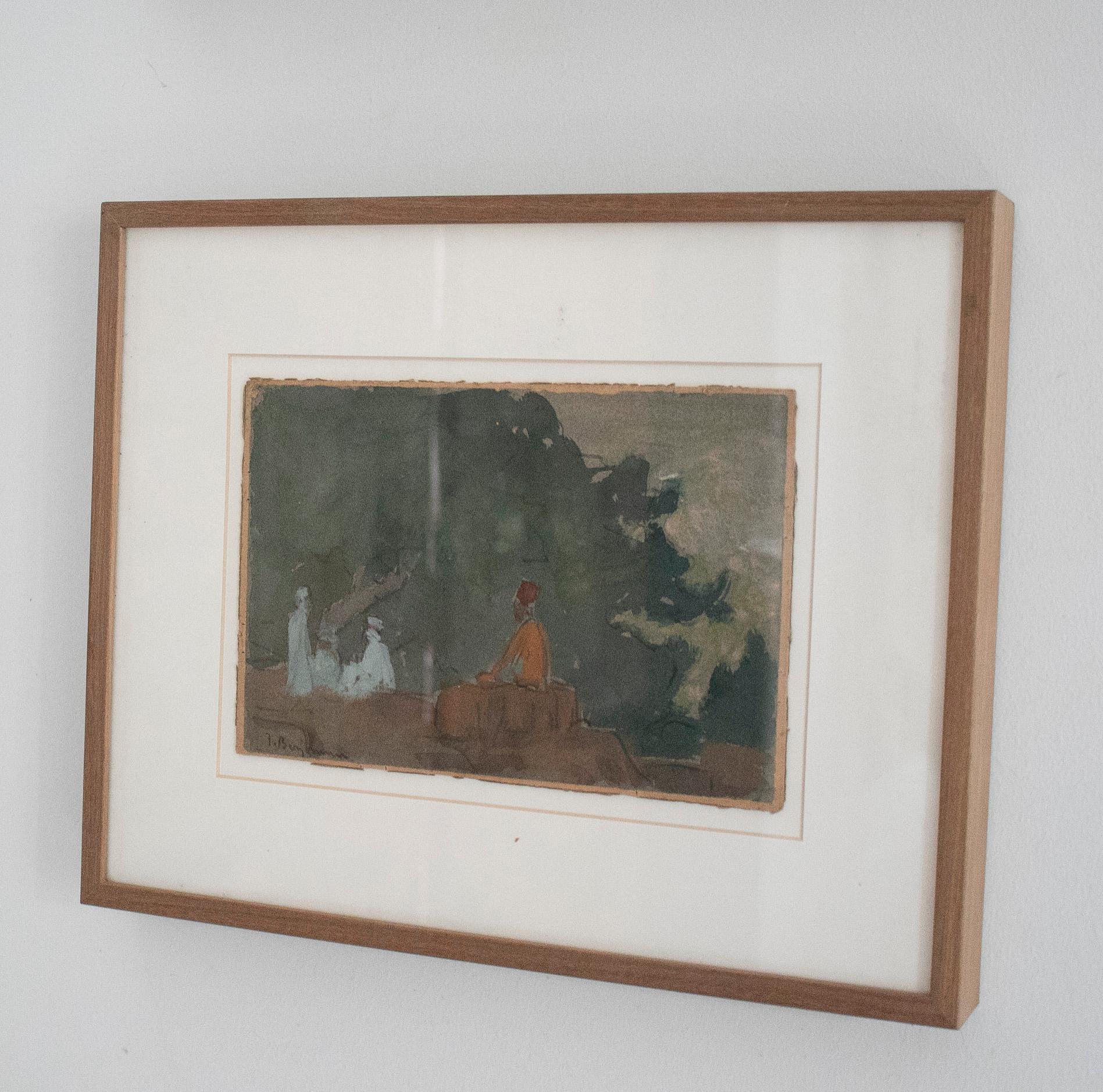 Unique 1970s Spanish impressionist water colour Orientalist painting signed J. Benjamín, with wooden frame

Interior measurements: 14 x 21cm.