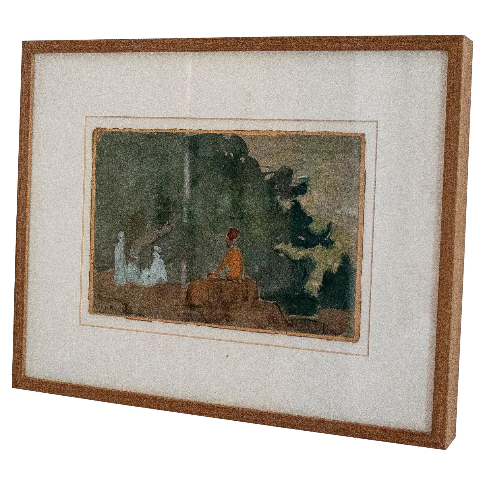 Spanisches impressionistisches, orientalisches Aquarellgemälde von J. Benjamn aus den 1970er Jahren