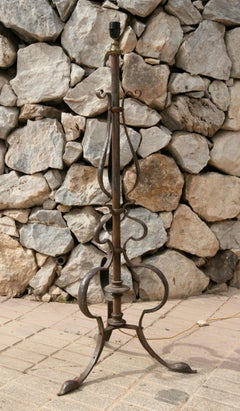 1970s Spanish Iron and Bronze Floor Lamp