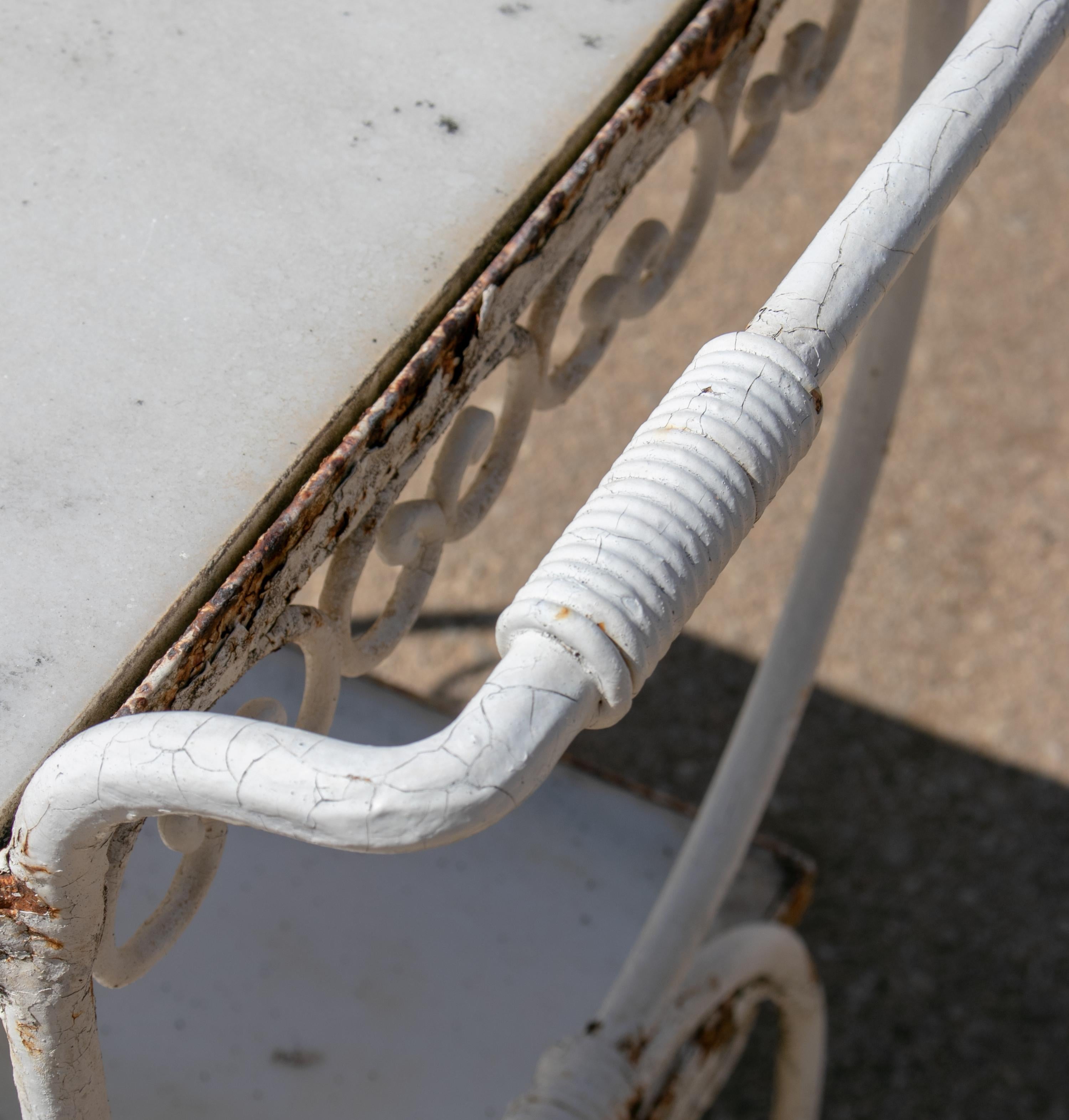 1970s Spanish Iron Drinks Trolley with Marble Shelves For Sale 6