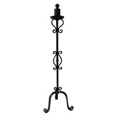 Lampadaire en fer espagnol peint en noir, annes 1970