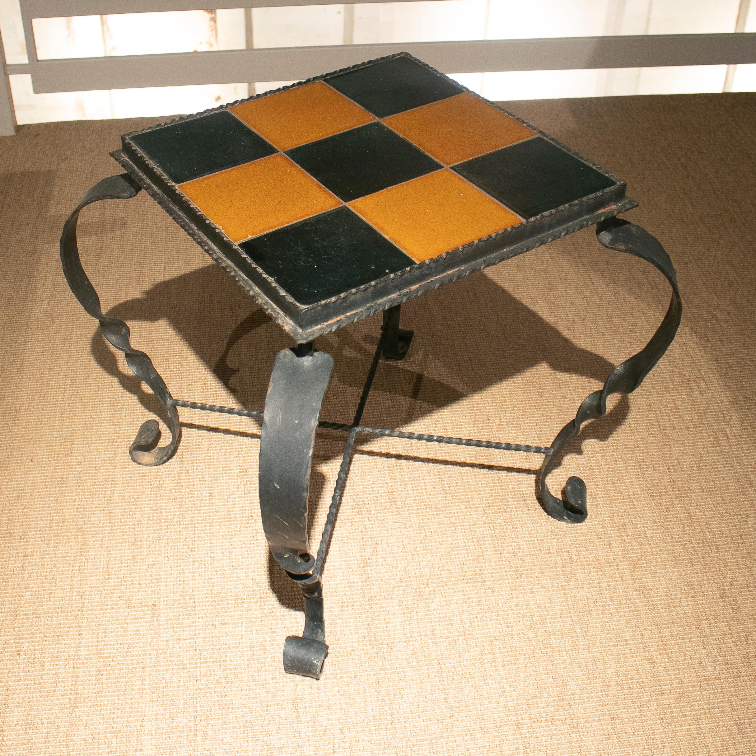 checkered tile console table