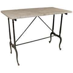 1970s Spanish Iron Garden Table with Carrara White Marble Top