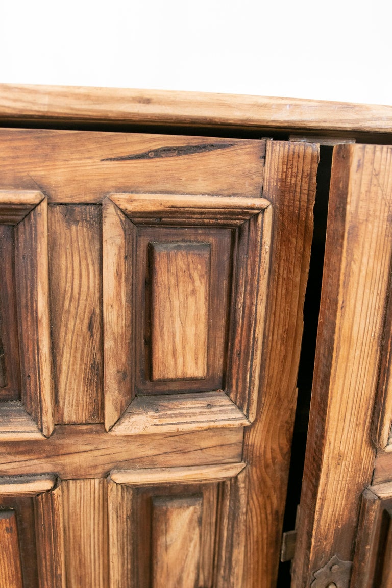 1970s, Spanish, Iron Shelving with Wooden Drawers and Doors For Sale at