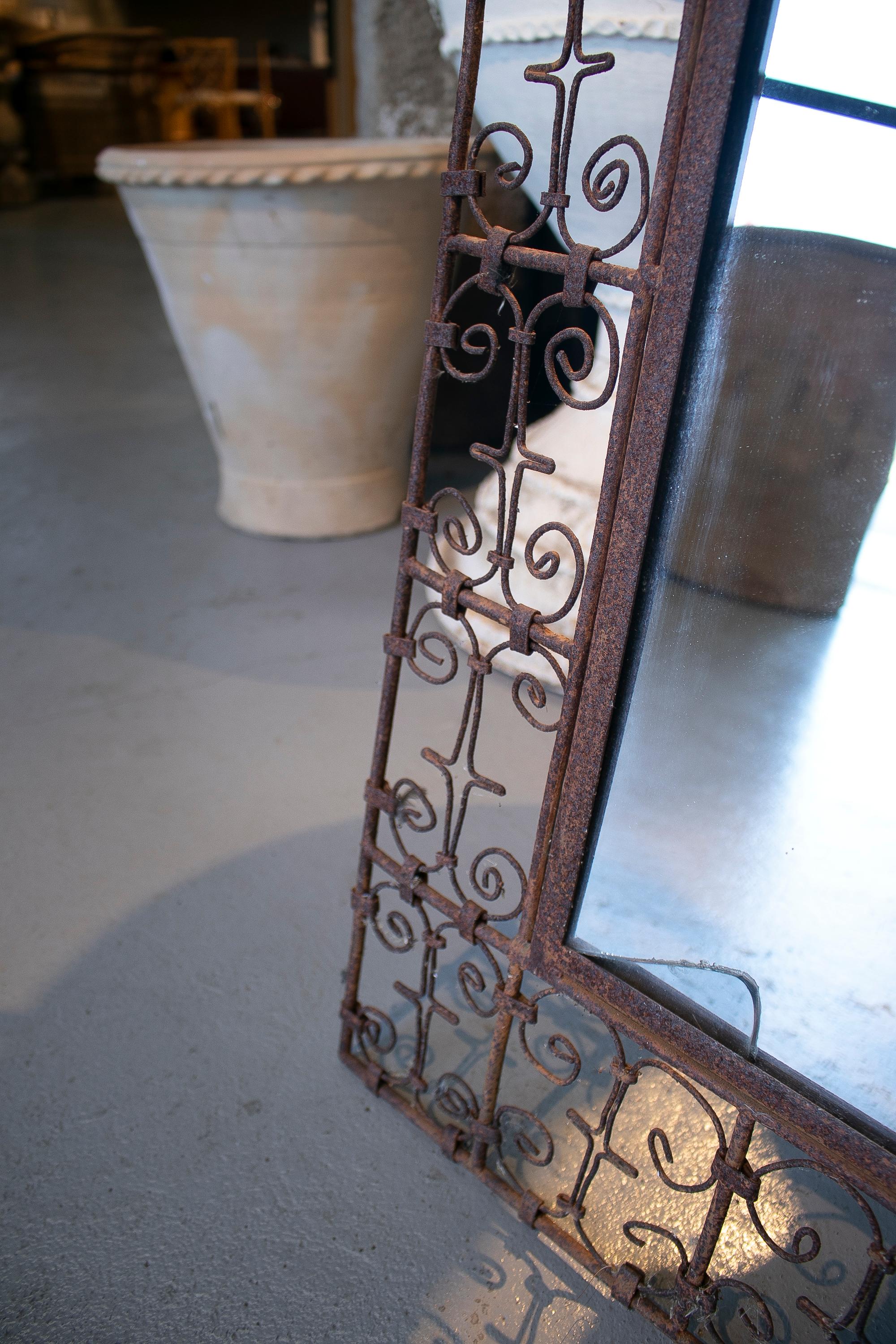 1970s Spanish Iron Wall Mirror For Sale 5