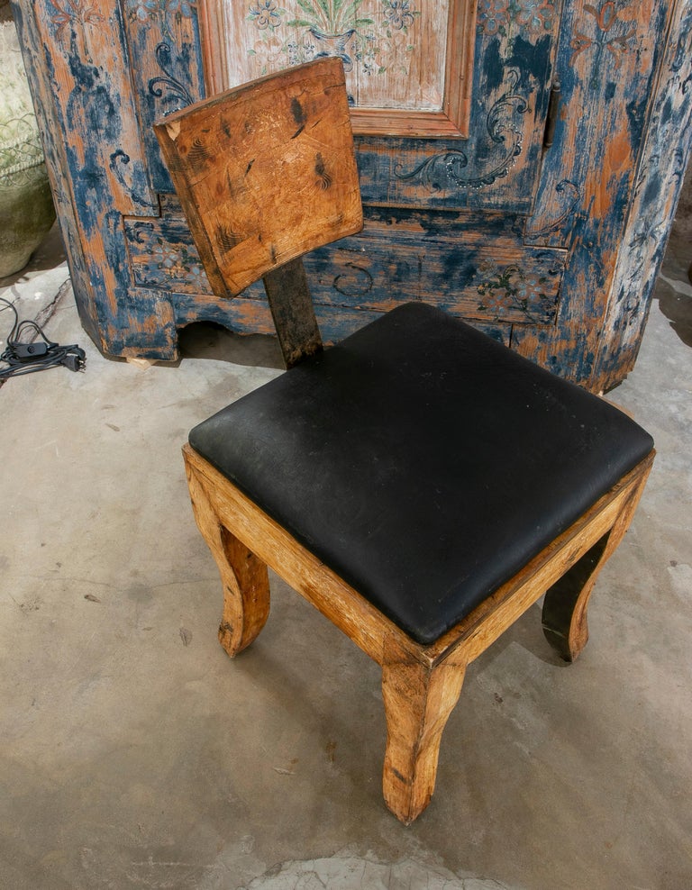 1970s Spanish Iron & Wood Designer Chair For Sale 5