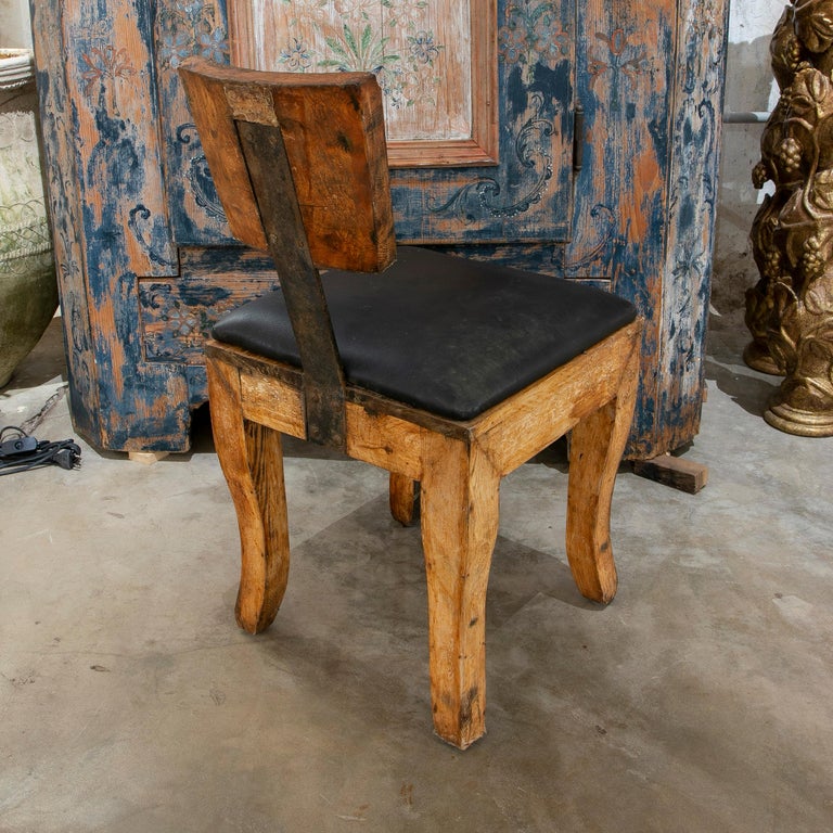 20th Century 1970s Spanish Iron & Wood Designer Chair For Sale