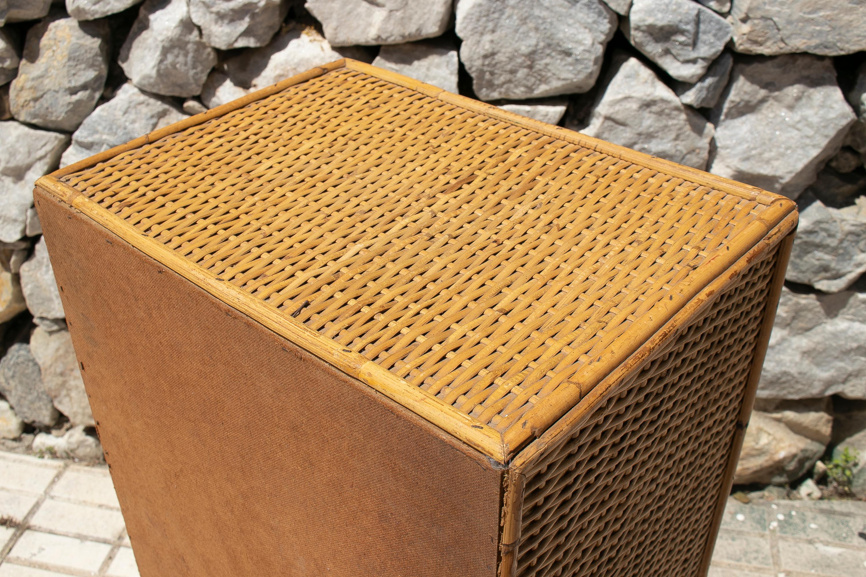 1970s Spanish Lace Wicker 6-Drawer Tall Chest For Sale 2
