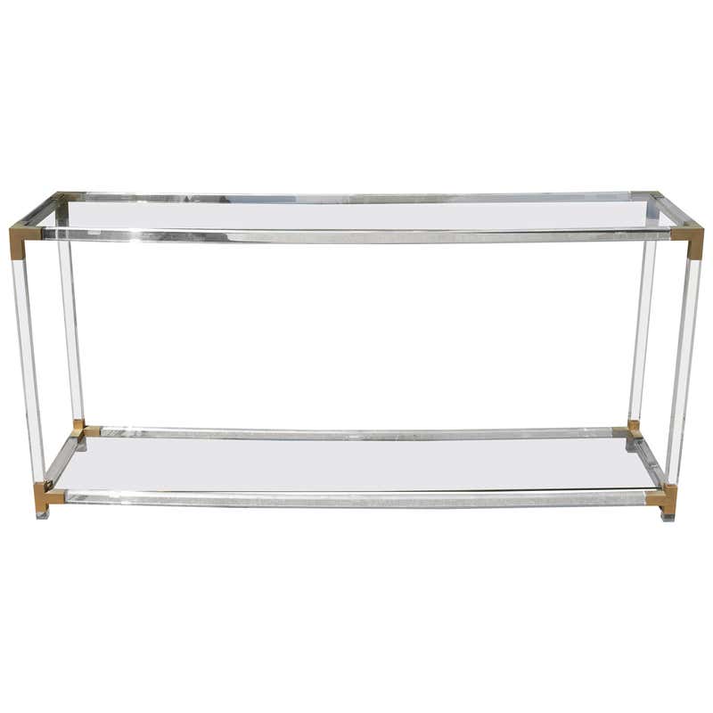 Lacquered Linen Wrapped Waterfall Console Table, circa 1970s at 1stDibs ...