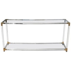 1970s Spanish Methacrylate and Bronze Console Table
