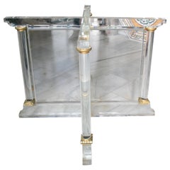 1970s Spanish Methacrylate Table Base with Bronze Fittings