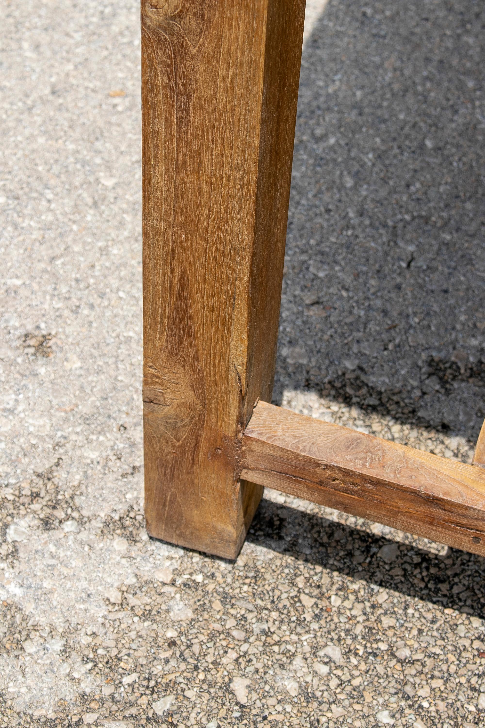 1970s Spanish Natural Wood Rustic Farmhouse Working Table w/ Beams For Sale 6