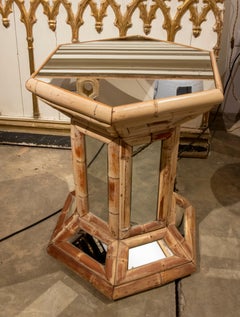 1970s Spanish Octagonal Bamboo Stand with Mirrors