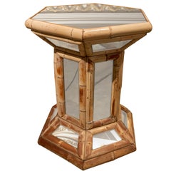 1970s Spanish Octagonal Bamboo Stand with Mirrors