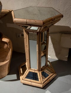 1970s Spanish Octagonal Bamboo Stands with Mirrors